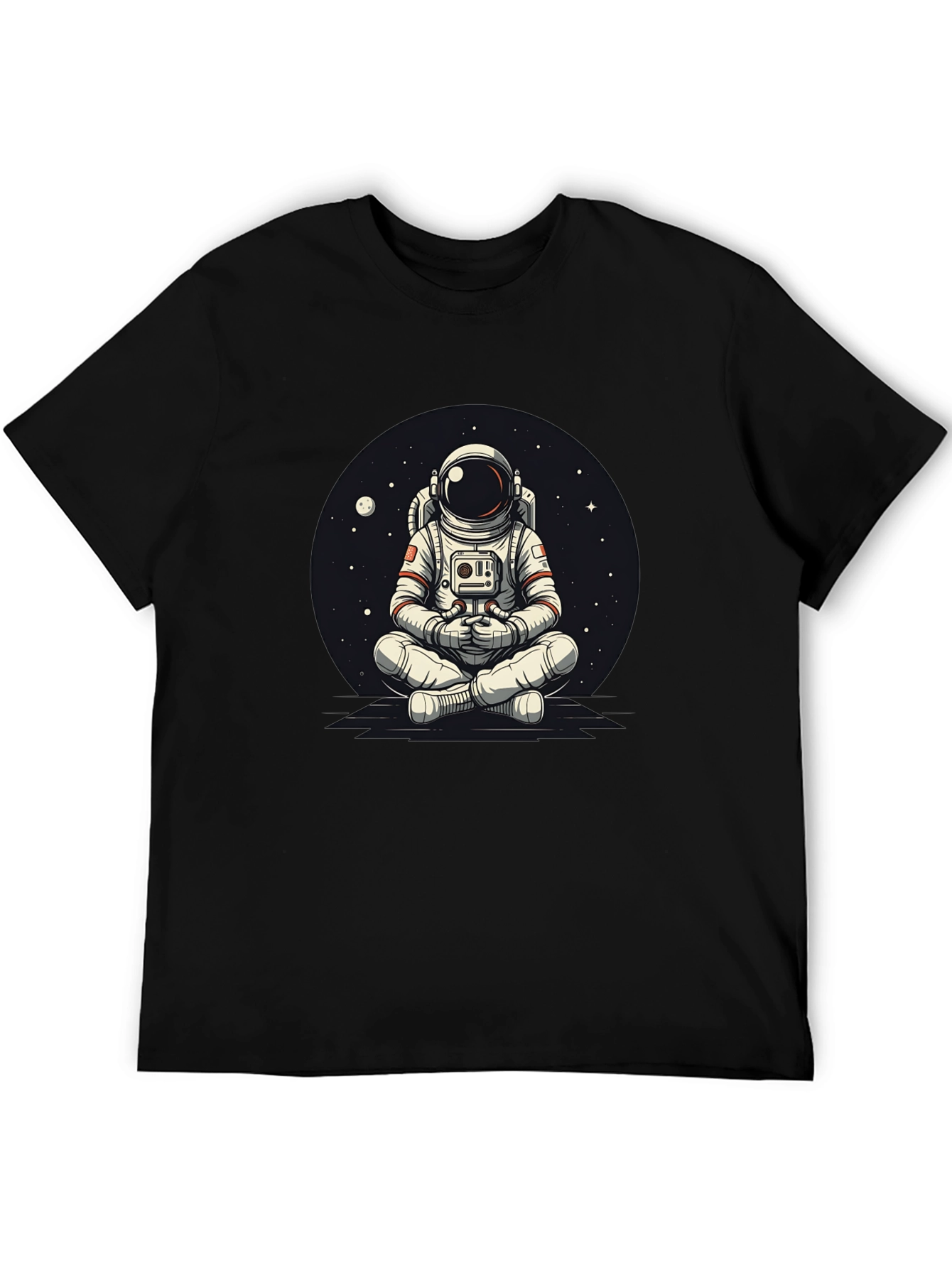 Black Meditating Astronaut Graphic Tee - Cool Space Design view 5