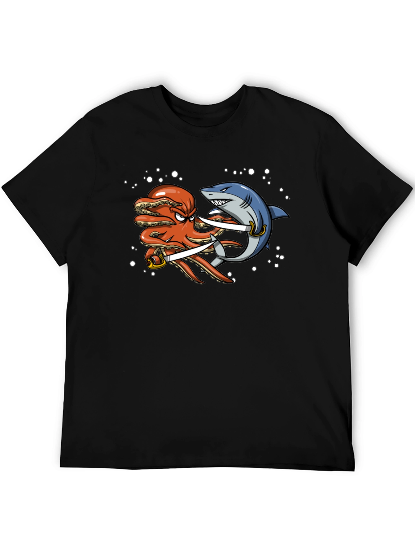 Black Octopus vs Shark T-Shirt - Pirate Duel view 5