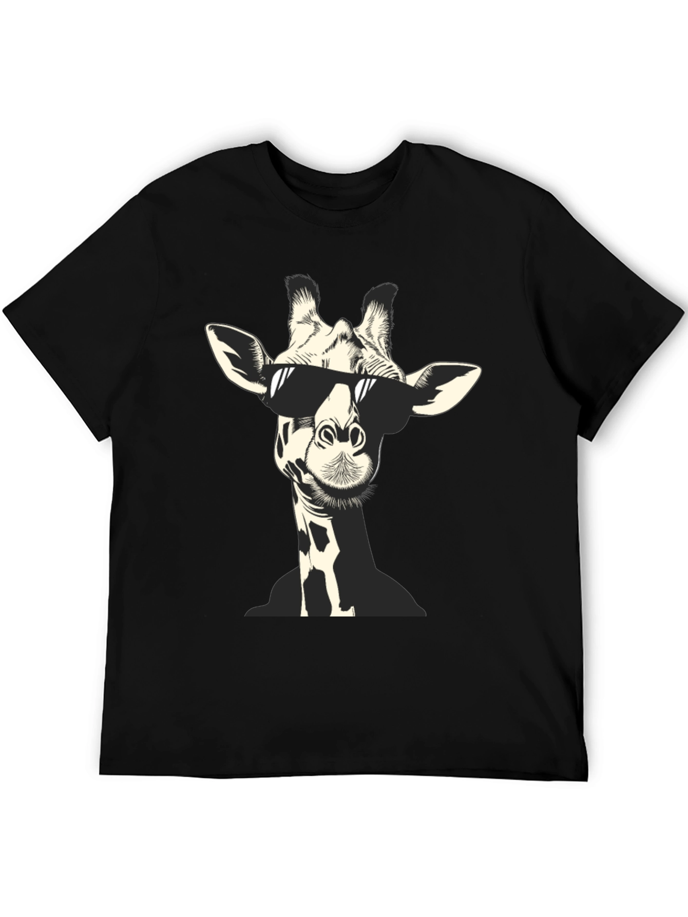 Black Cool Giraffe Graphic T-Shirt view 5