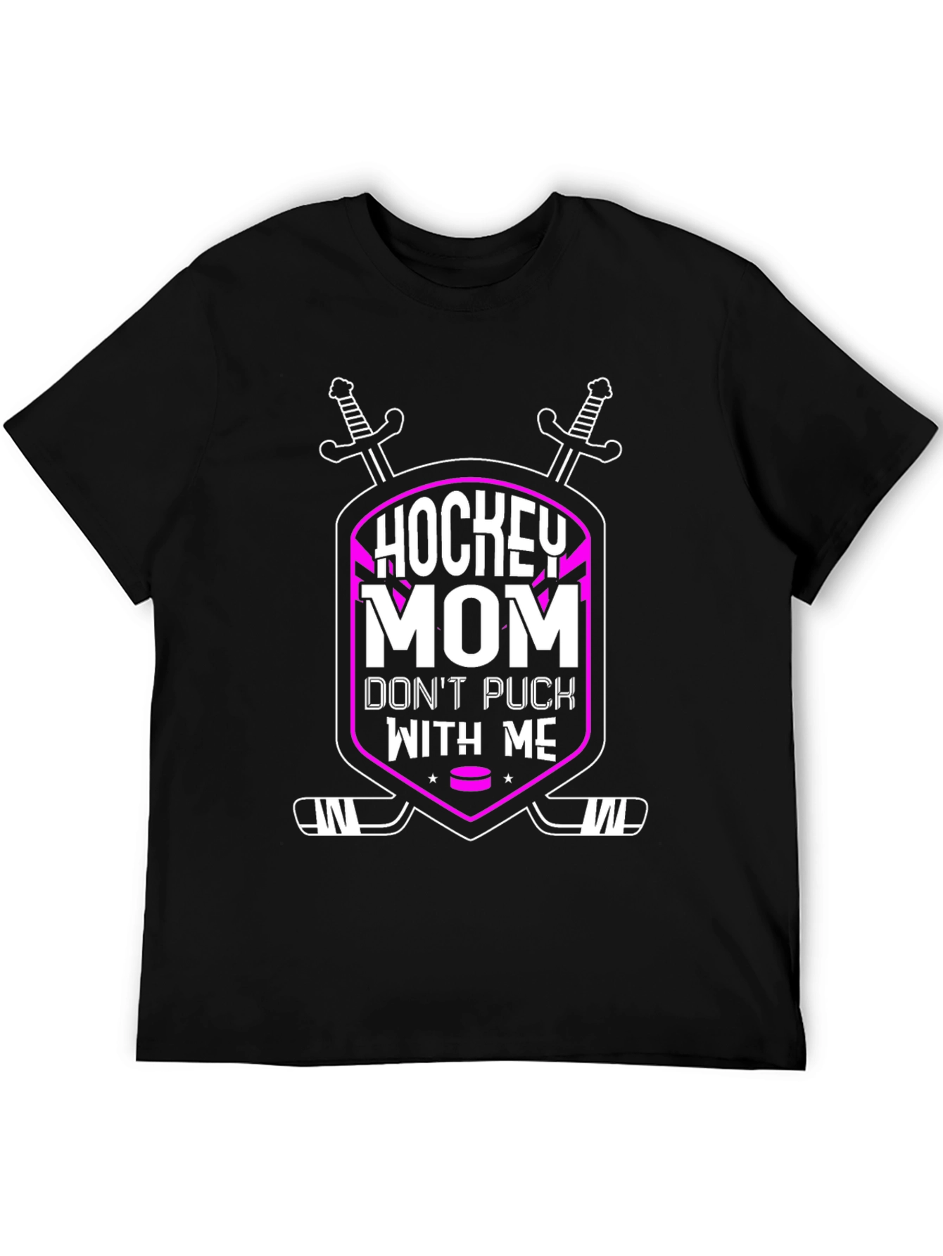 Black Hockey Mom T-Shirt - Don't Puck With Me view 5