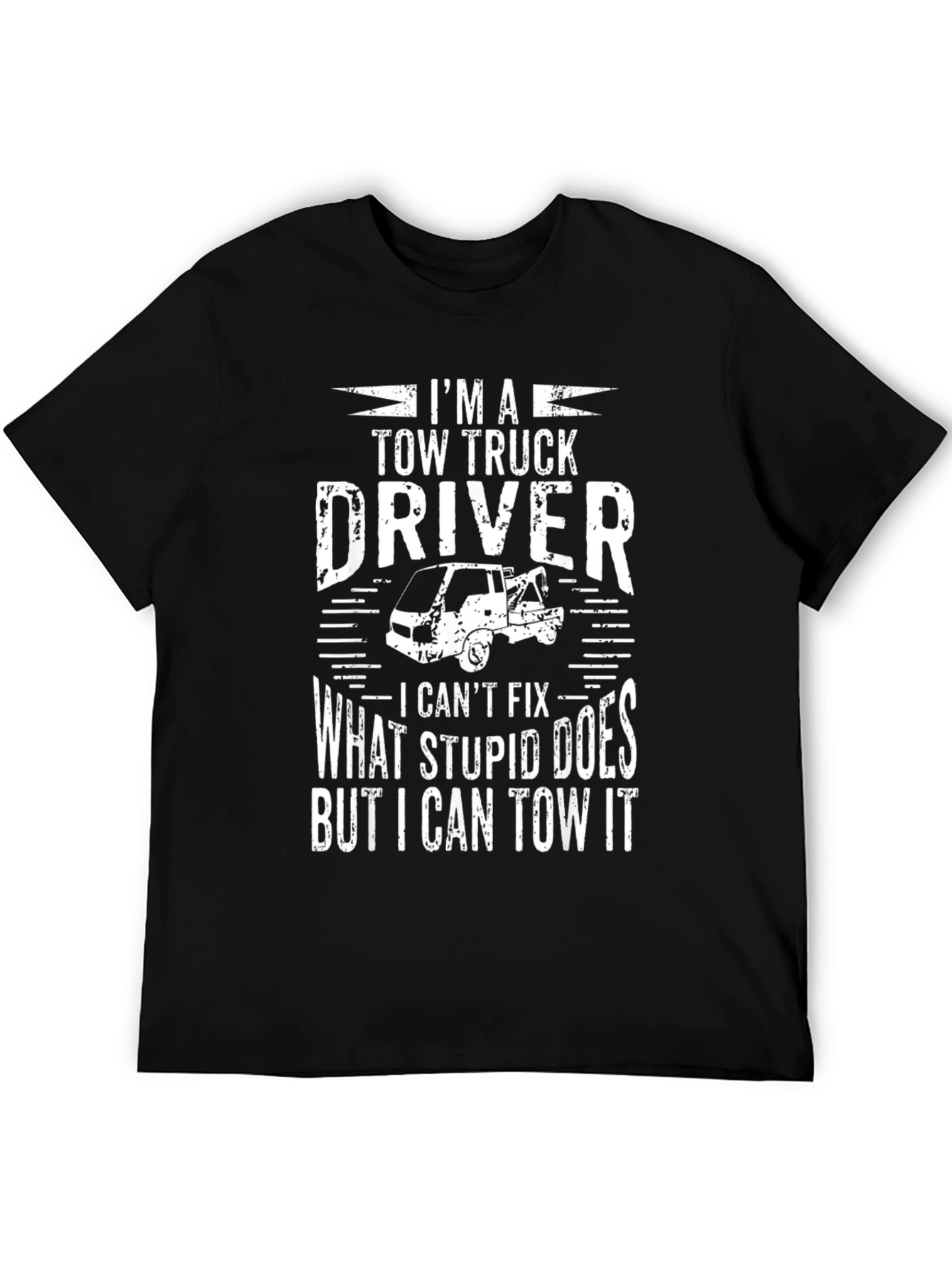 Black Tow Truck Driver Graphic Tee - I Can Tow It view 5