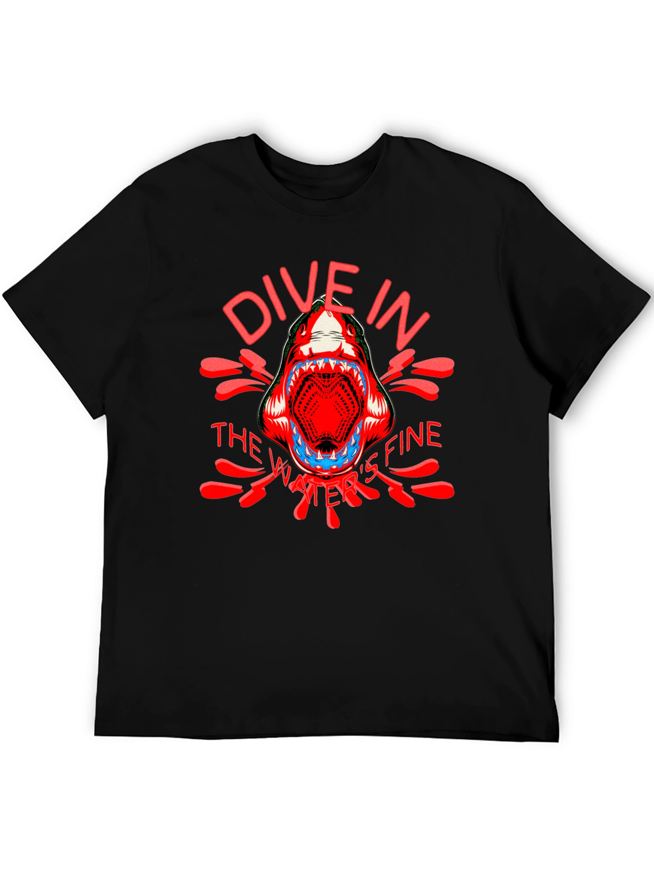 Black Dive In Shark Graphic T-Shirt view 5