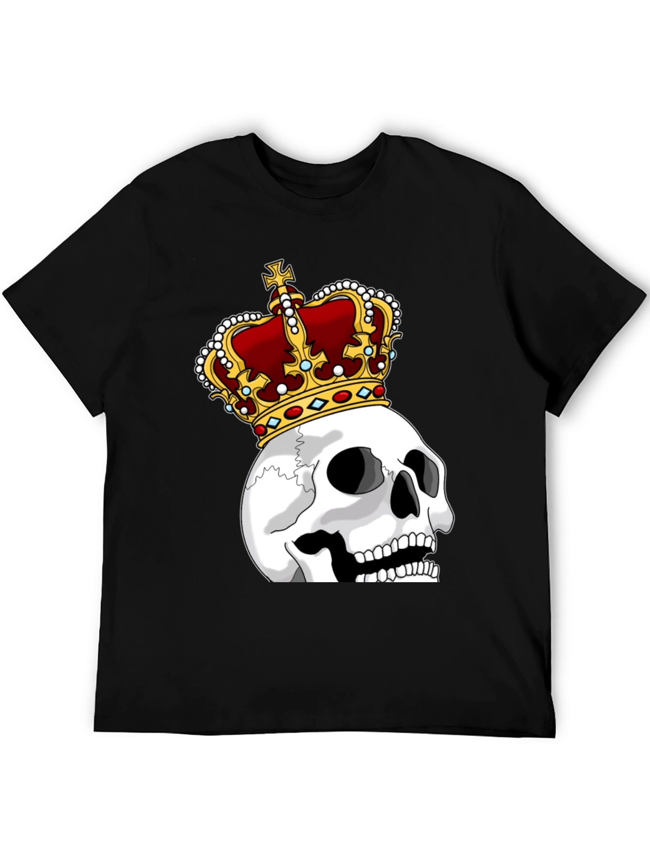 Black Skull King Graphic Tee - Black Cotton T-Shirt view 5