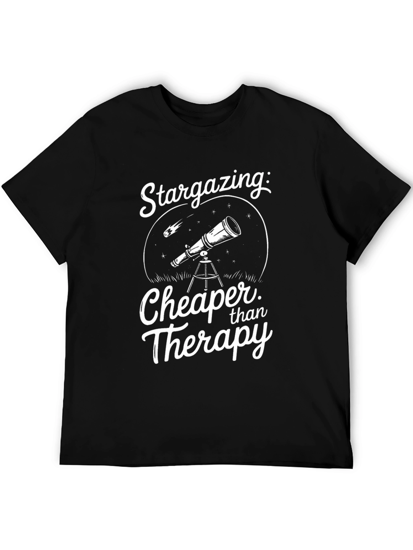Black Stargazing Cheaper Than Therapy Black T-Shirt view 5