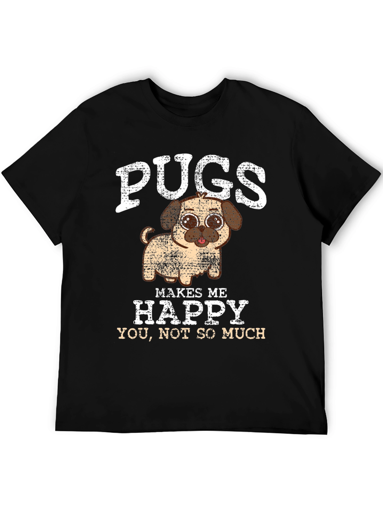 Black Pugs Make Me Happy Graphic Tee view 5