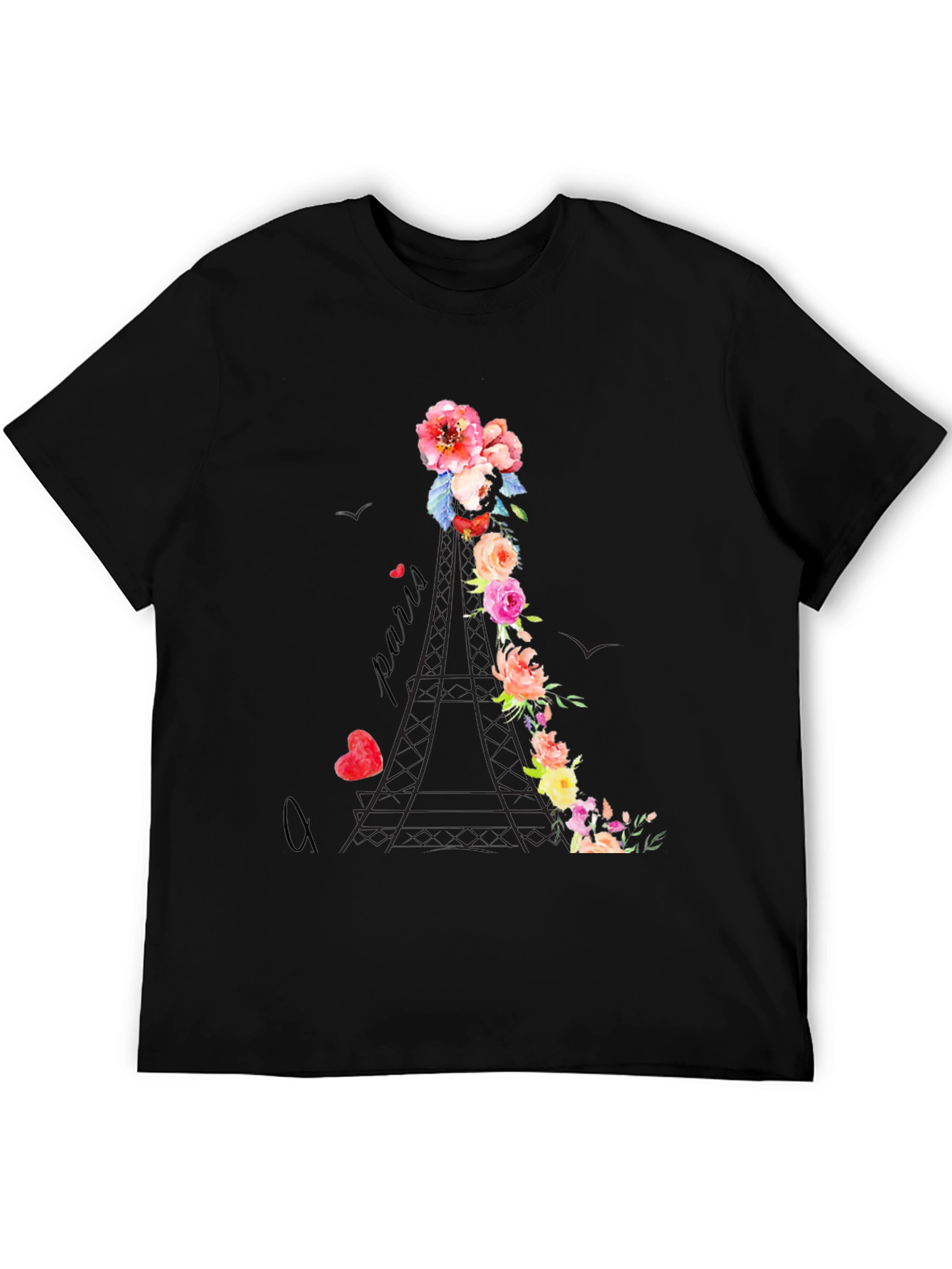 Floral Eiffel Tower Graphic Tee - Paris Love - 5