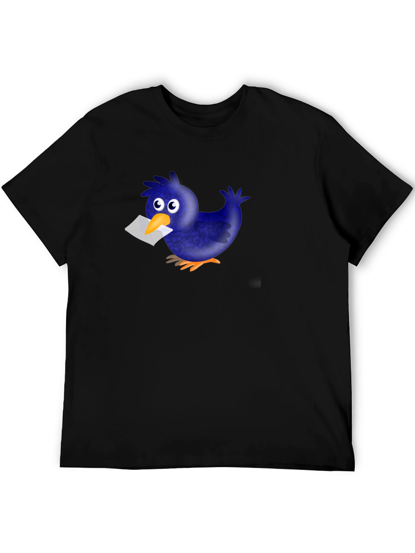 Black Novelty Cartoon Blue Bird T-Shirt view 5