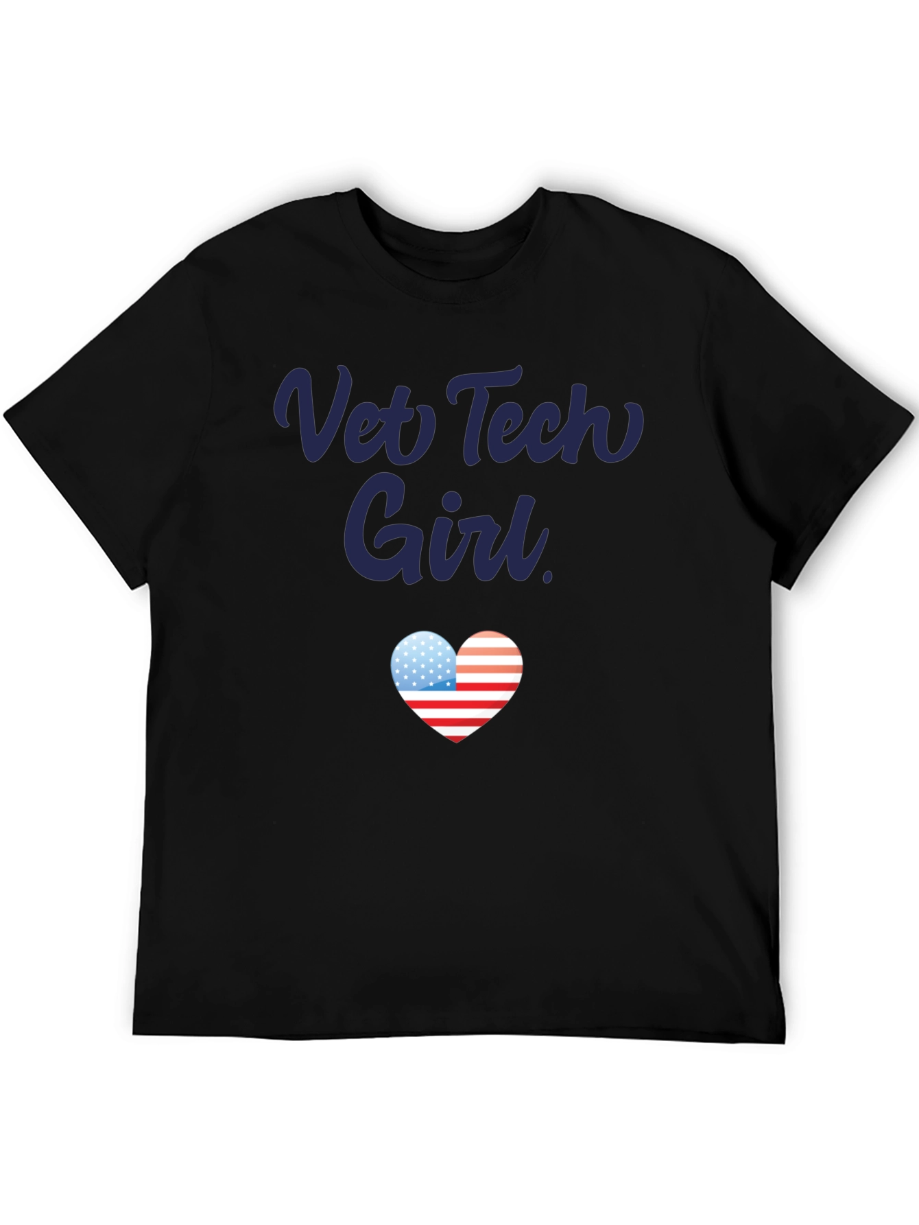 Black Vet Tech Girl Patriotic Heart T-Shirt view 5