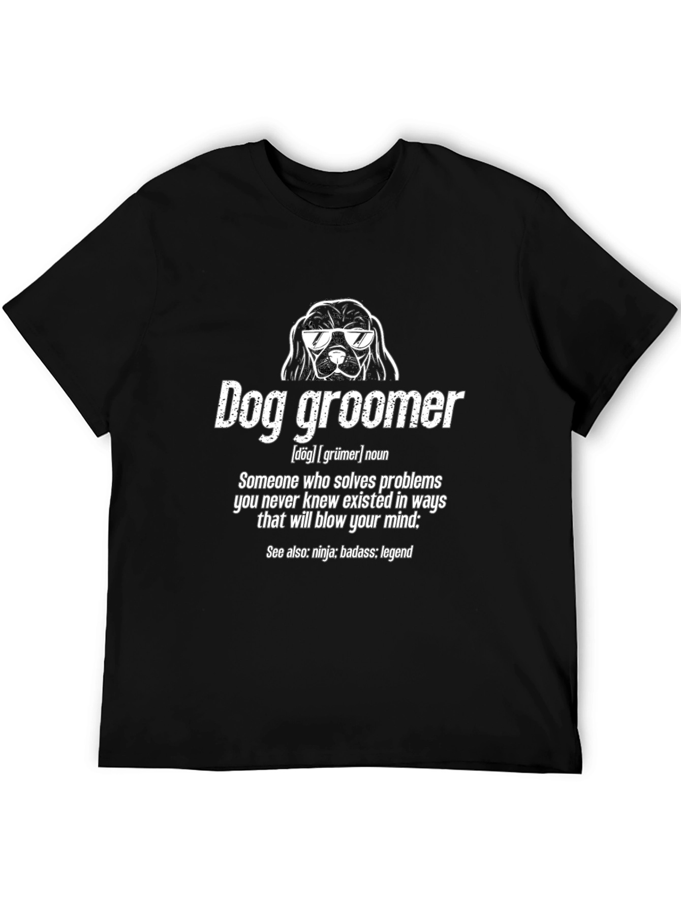 Black Dog Groomer Definition T-Shirt - Funny Pet Care Tee view 5