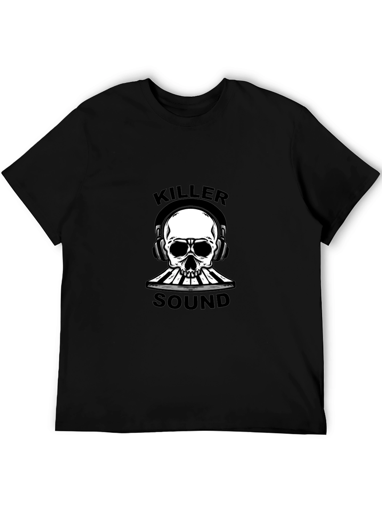 Black Killer Sound Skull Graphic Tee view 5