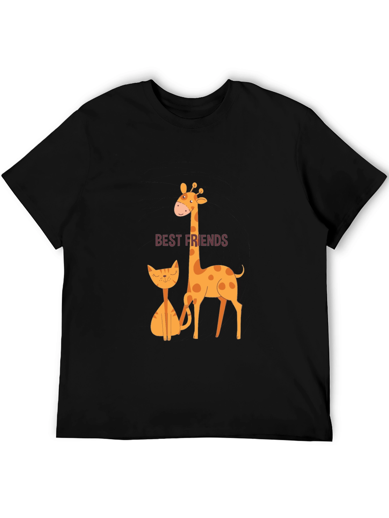 Black Best Friends Giraffe and Cat T-Shirt view 5