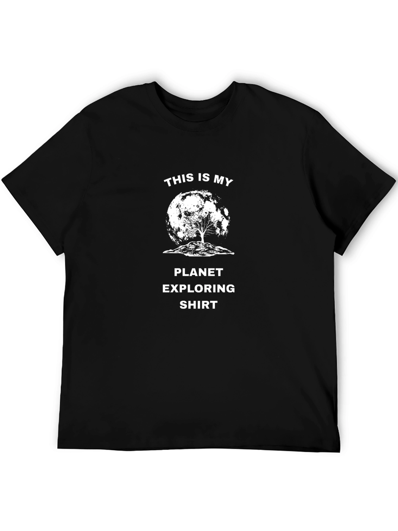 Black Planet Exploring T-Shirt: Lunar Tree Graphic Tee view 5