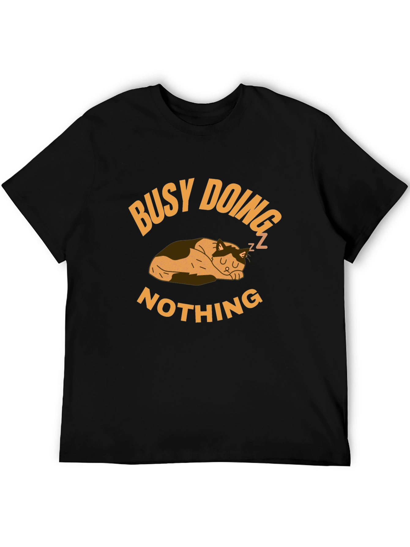 Black Busy Doing Nothing Cat Graphic T-Shirt view 5