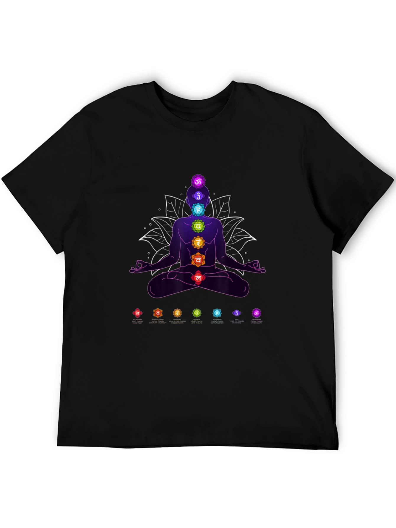 Black Chakra Meditation T-Shirt - Spiritual Design view 5