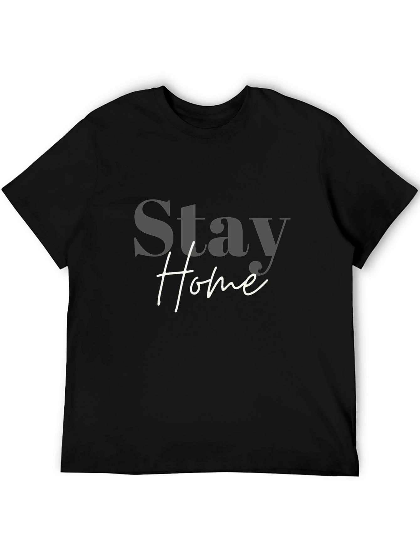 Black Stay Home Graphic Tee - Black Cotton Blend view 5
