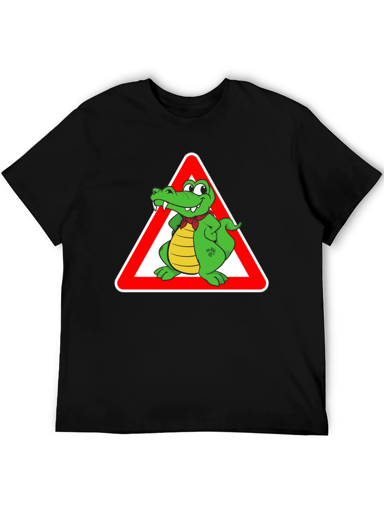 Black Cartoon Alligator Warning T-Shirt view 5
