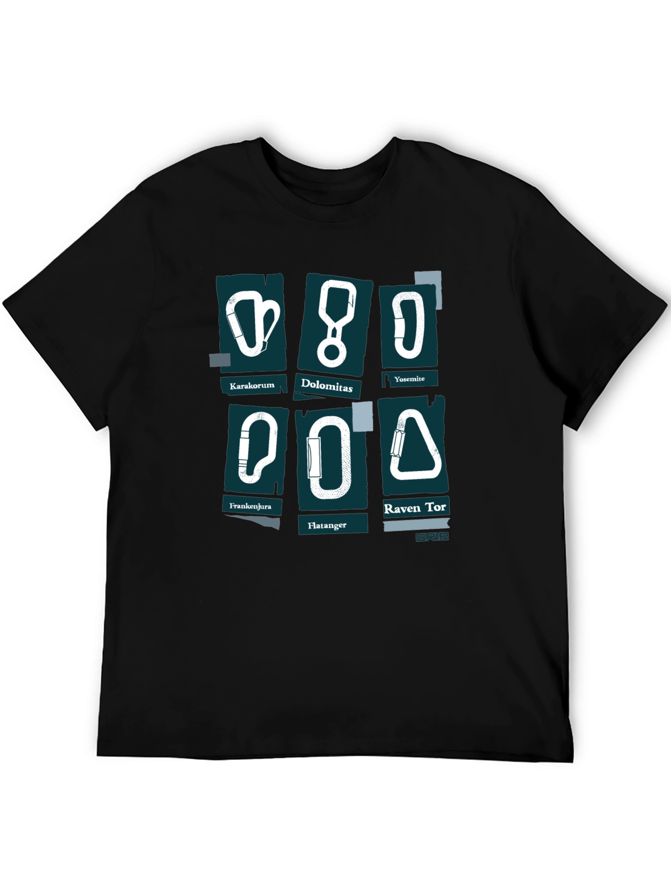 Black Climbing Carabiner T-Shirt - Black Adventure Tee view 5