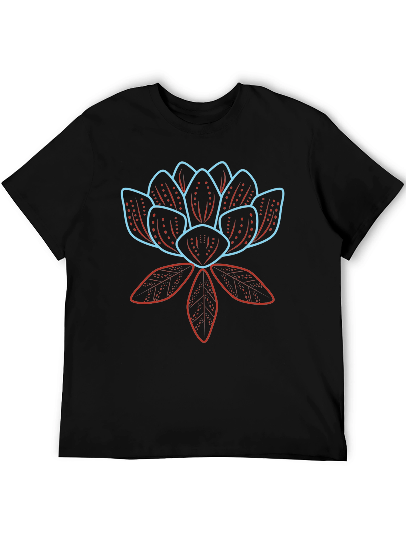 Black Lotus Flower Graphic Black T-Shirt view 5