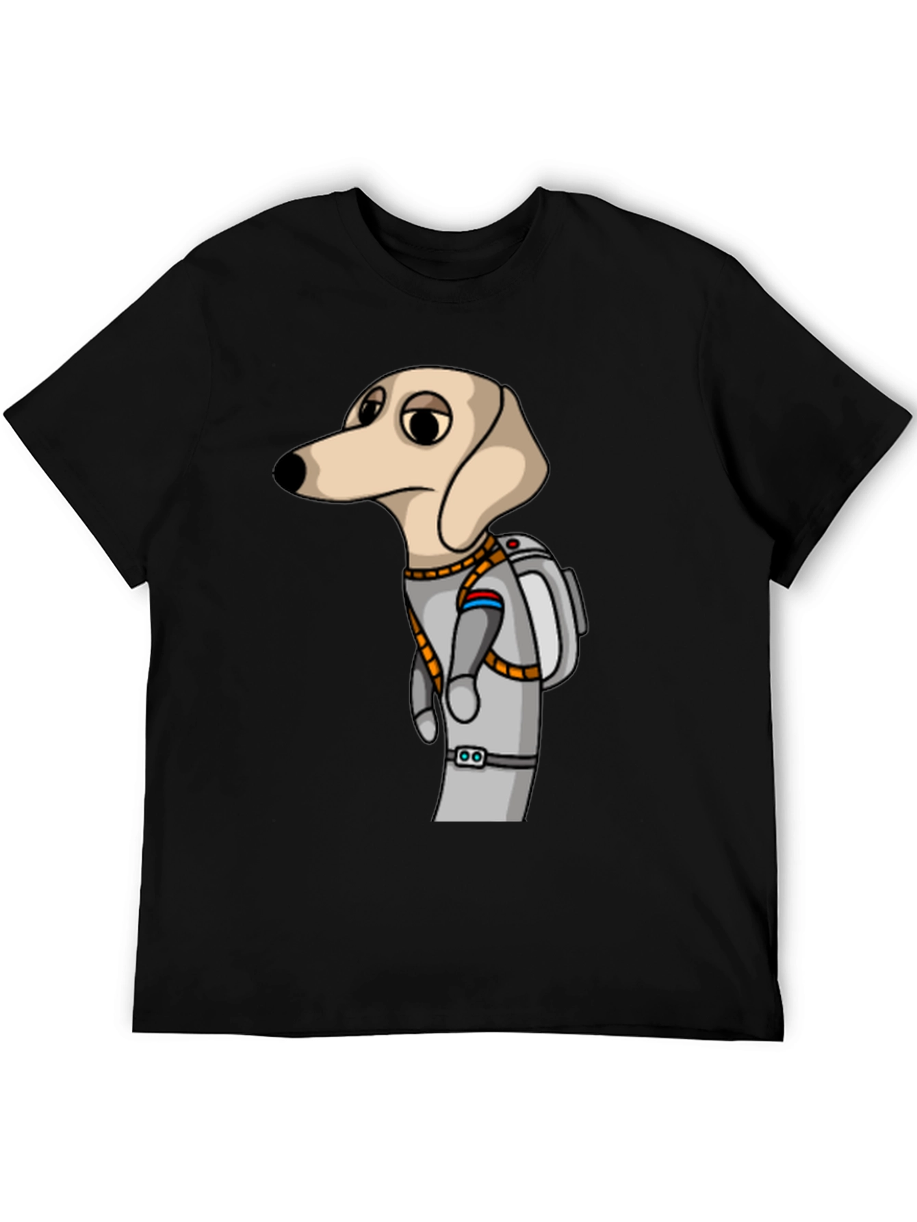 Black Dog Astronaut Graphic Tee - Unisex Black T-Shirt view 5