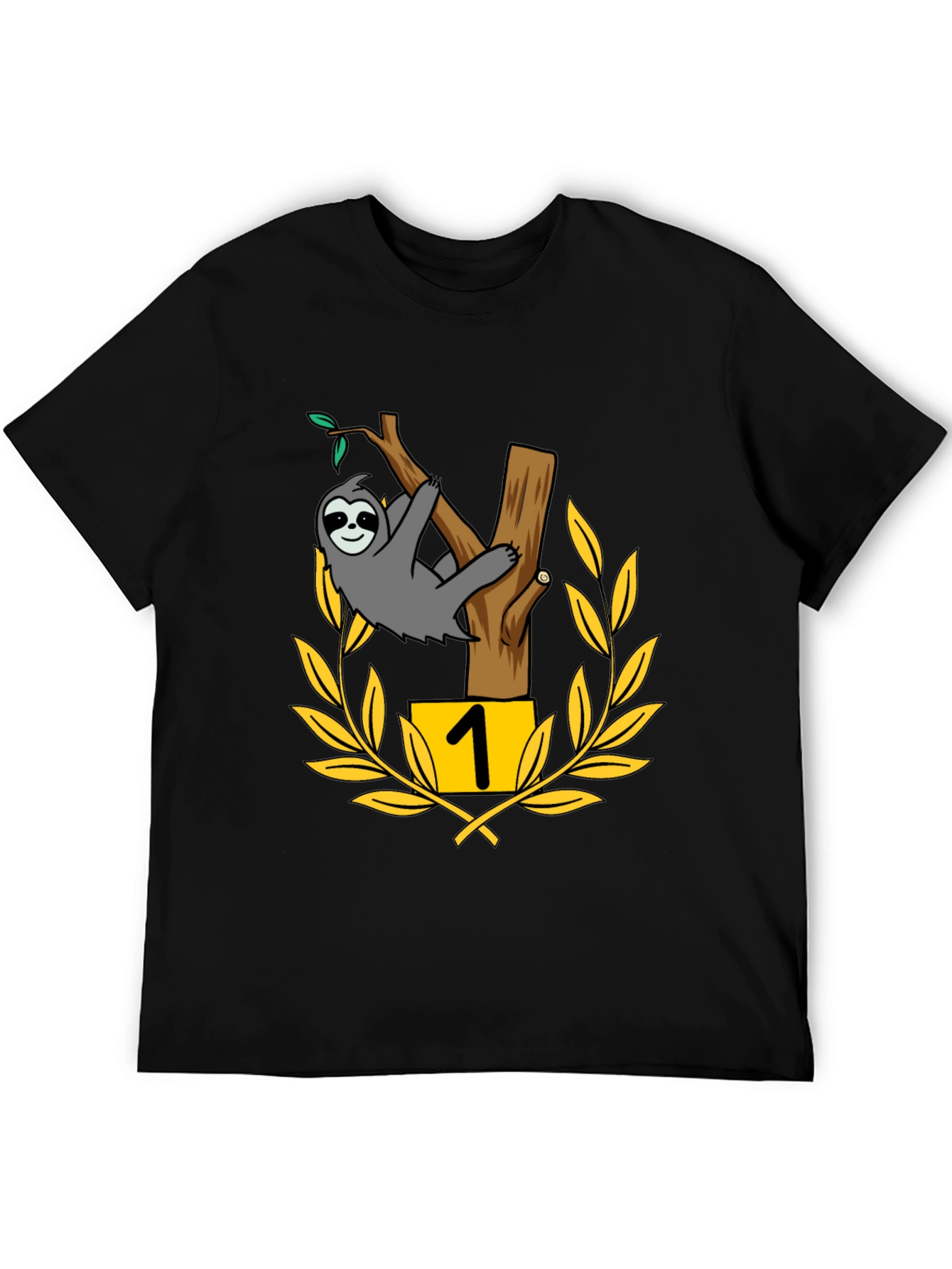 Black Sloth Number One Graphic Tee - Black Cotton T-Shirt view 5