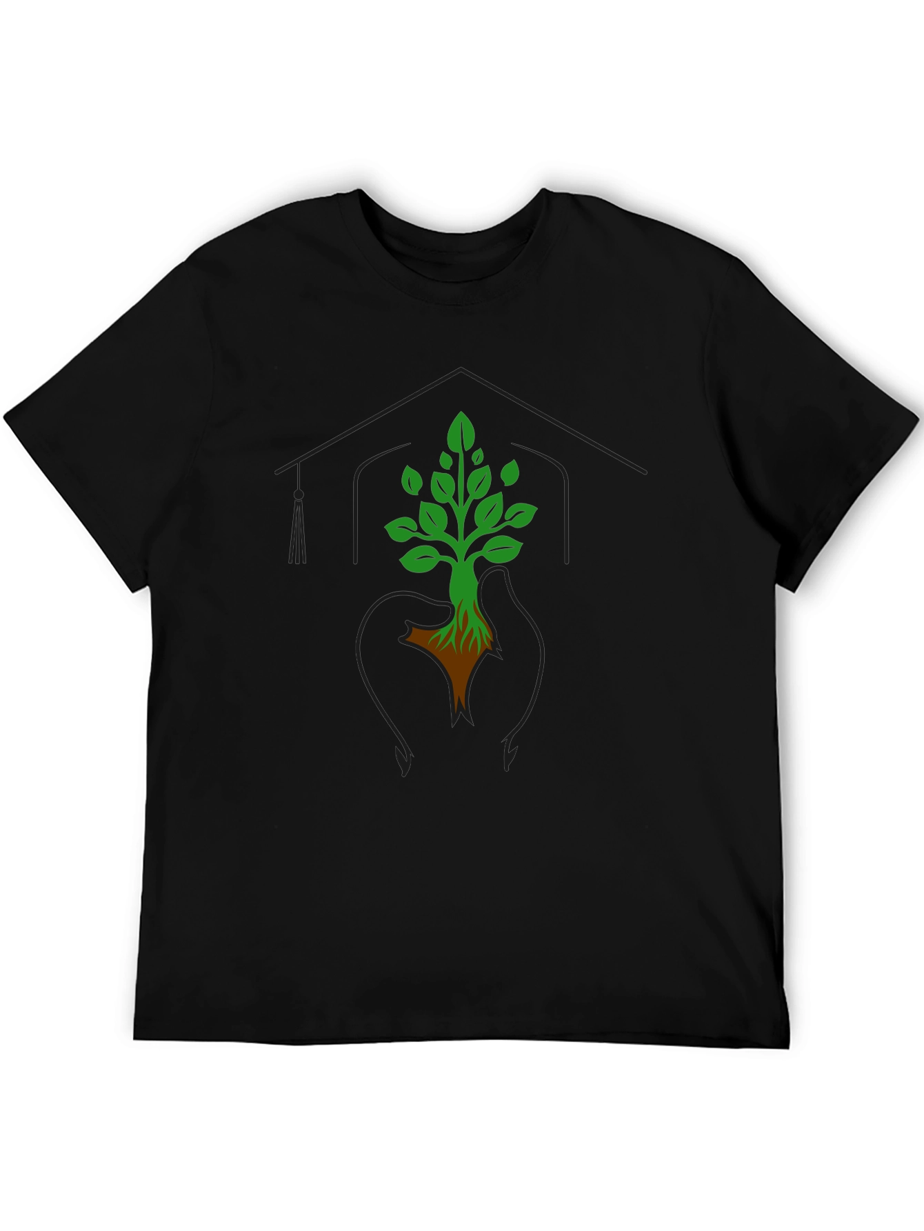 Black Eco-Friendly Tree Graphic Tee - Nature Advocate Shirt view 5