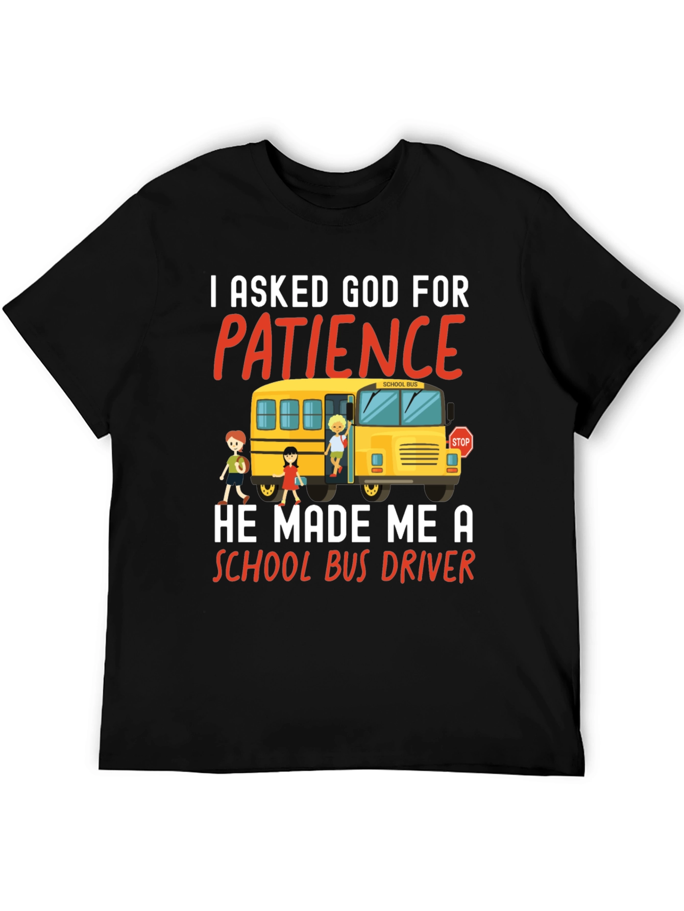 Black School Bus Driver T-Shirt - Patience Graphic Tee view 5