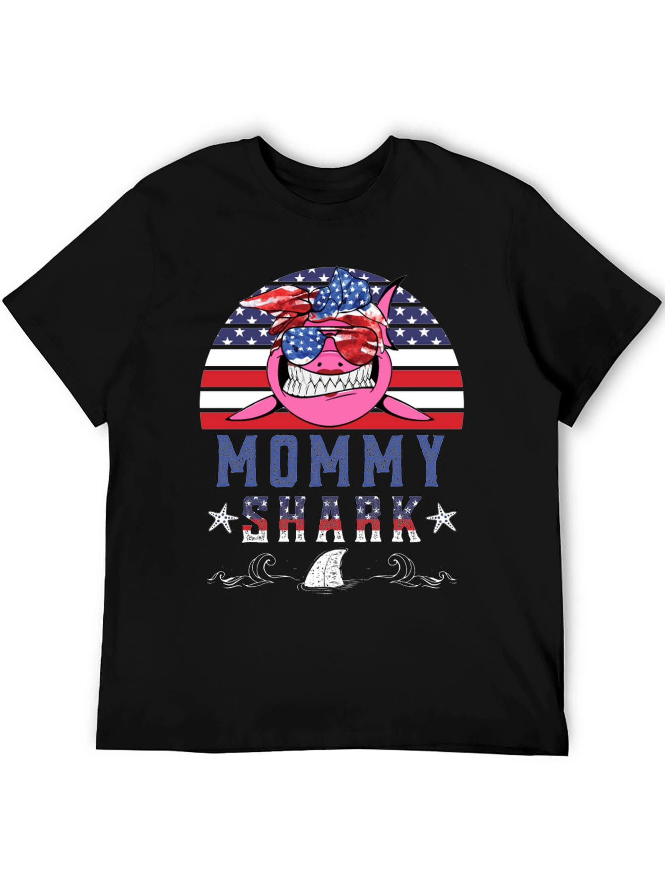 Black Mommy Shark USA Graphic Tee view 5