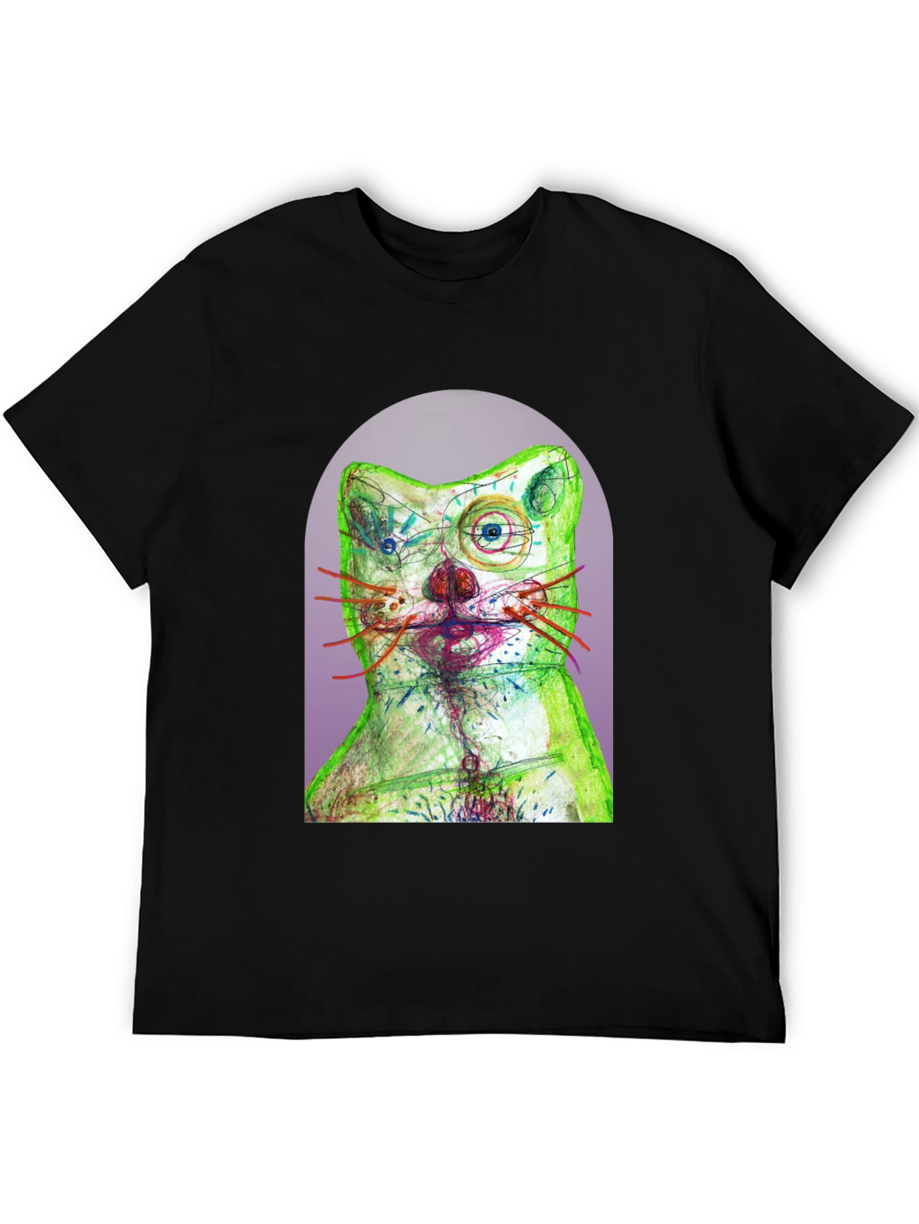 Black Artistic Cat Graphic T-Shirt - Unique Design view 5