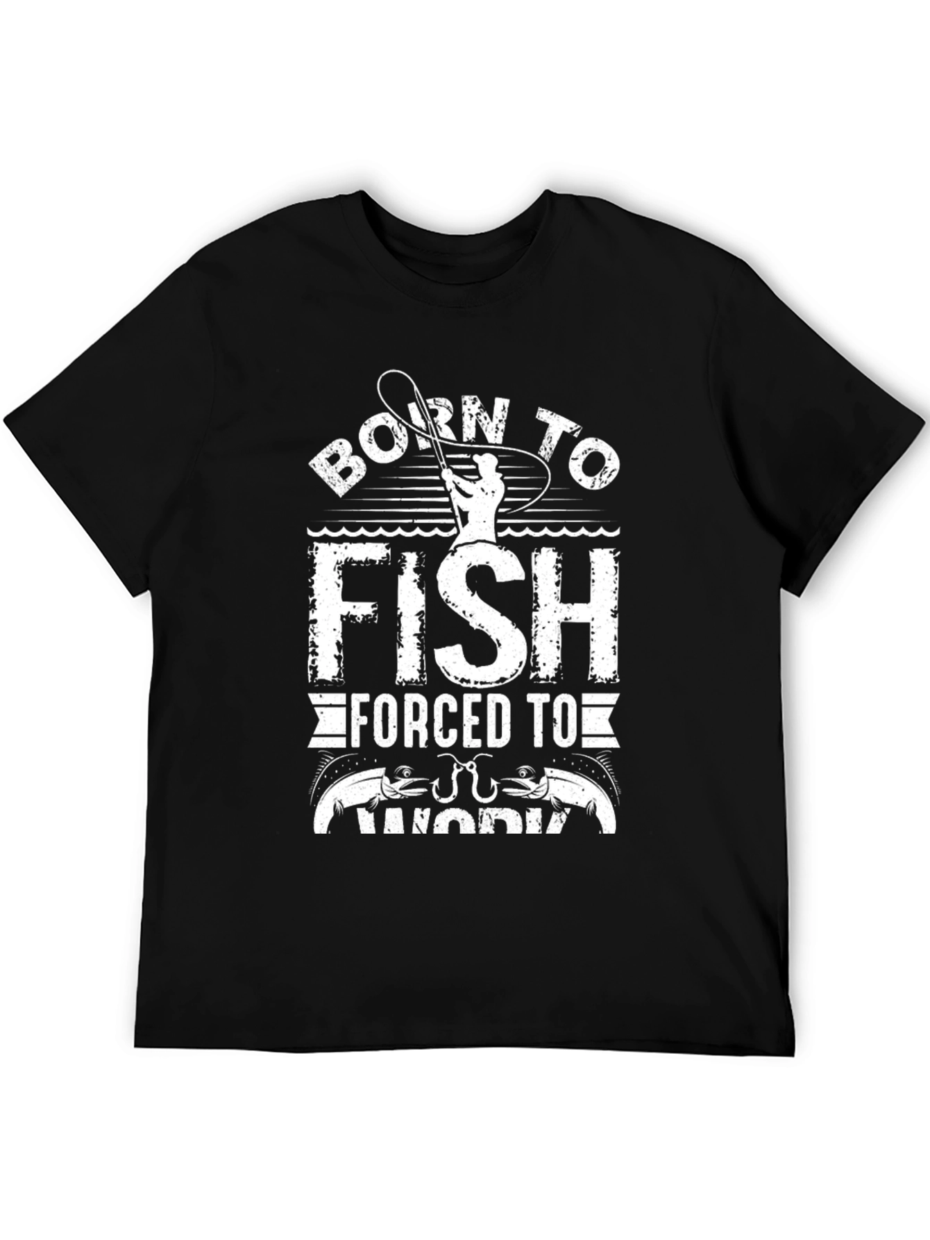 Black Born to Fish T-Shirt - Angler Graphic Tee view 5