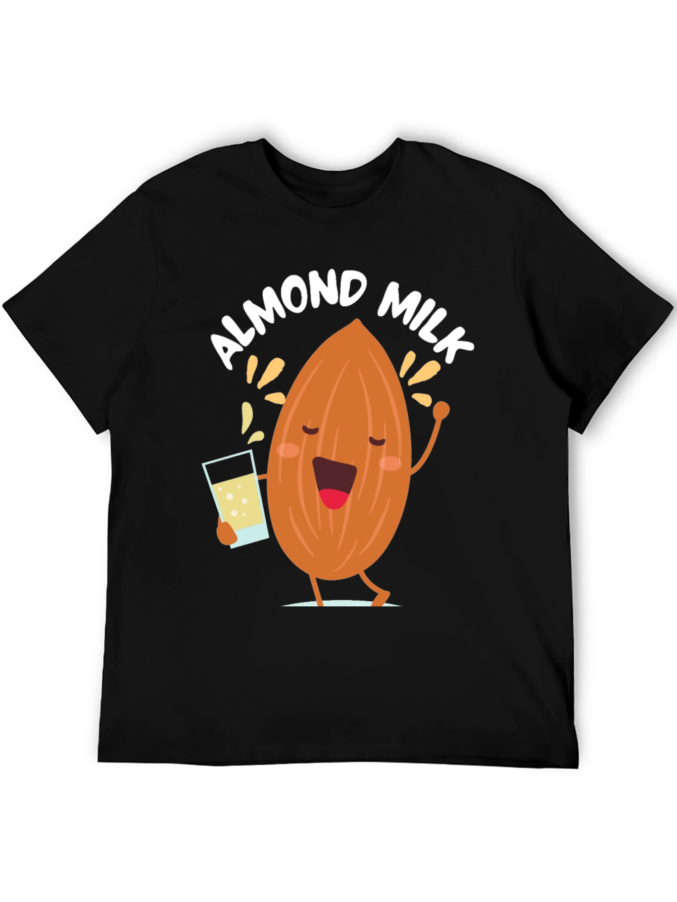 Black Almond Milk Graphic Tee - Funny Cartoon T-Shirt view 5