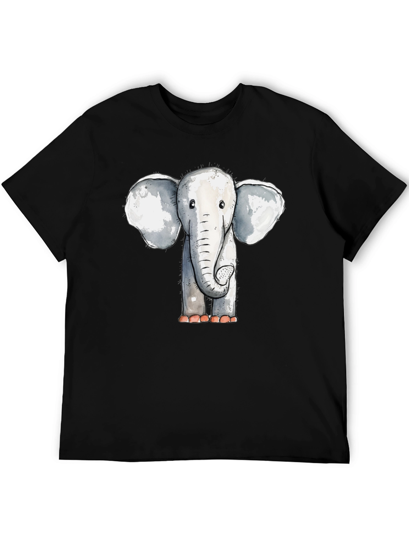 Black Cute Elephant Graphic Tee - Unisex Black T-Shirt view 5