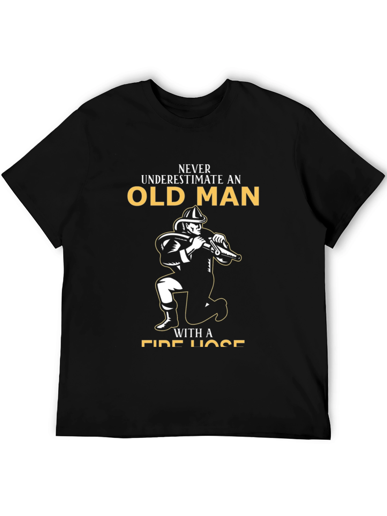 Black Old Man Fire Hose Black Graphic Tee view 5