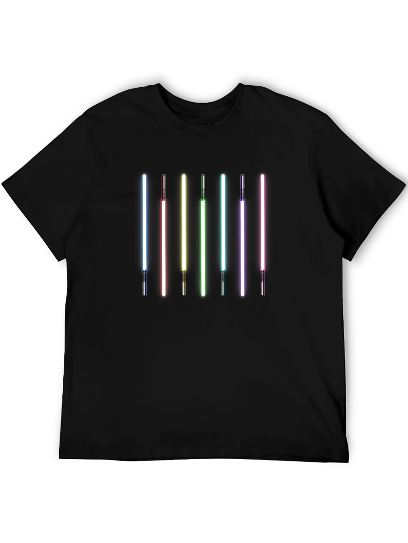 Black Rainbow Lightsaber Graphic Black T-Shirt view 5
