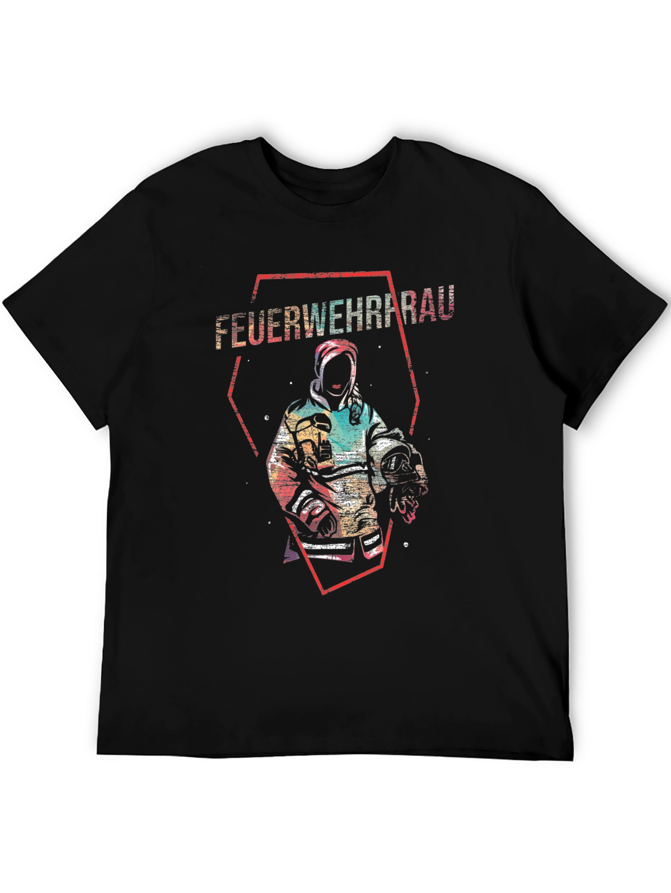 Black Feuerwehrfrau T-Shirt Firefighter Design view 5