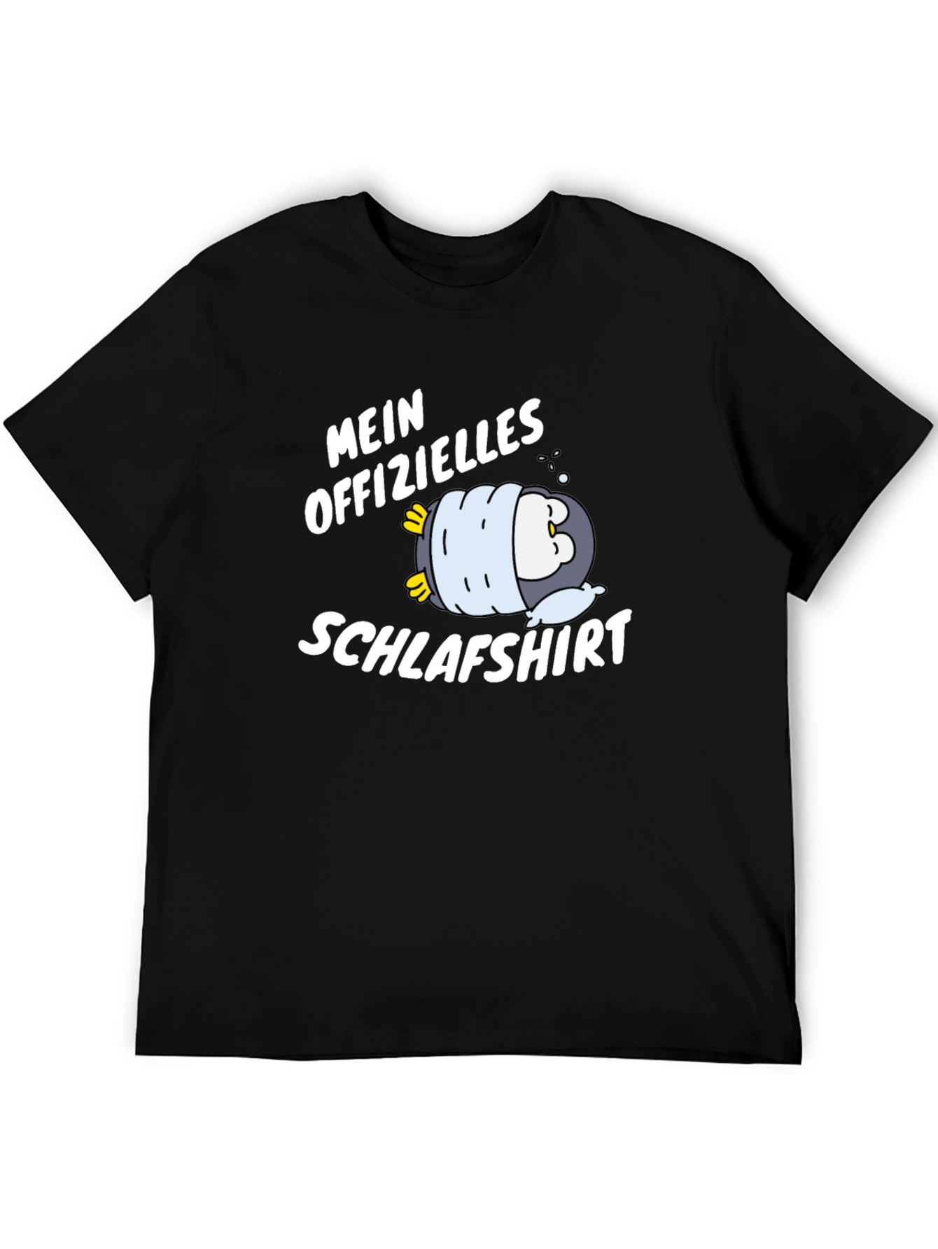 Black Funny Penguin Schlafshirt Men's T-Shirt view 5