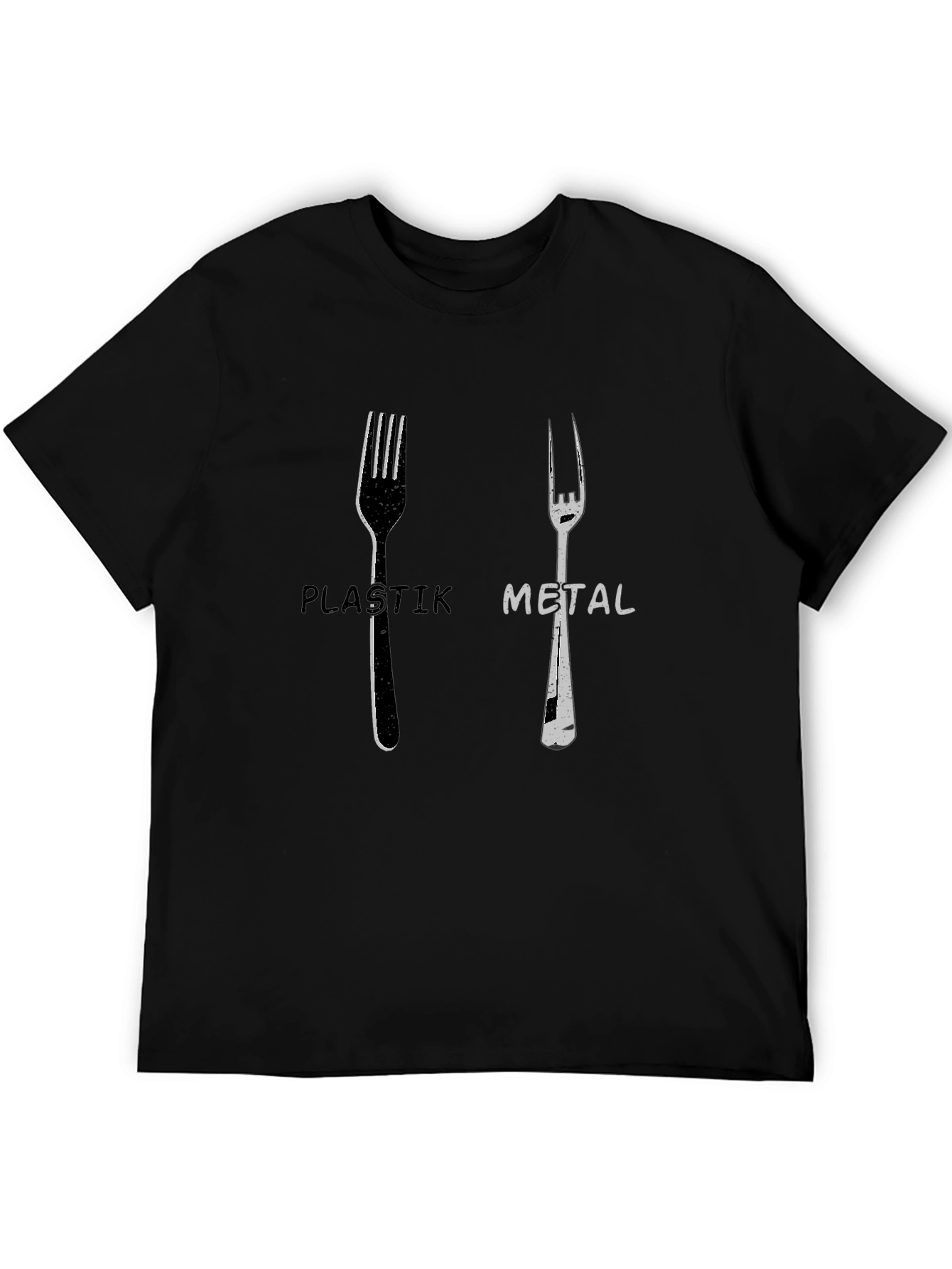 Black Plastik Metal Forks Graphic Tee - Quirky Design view 5