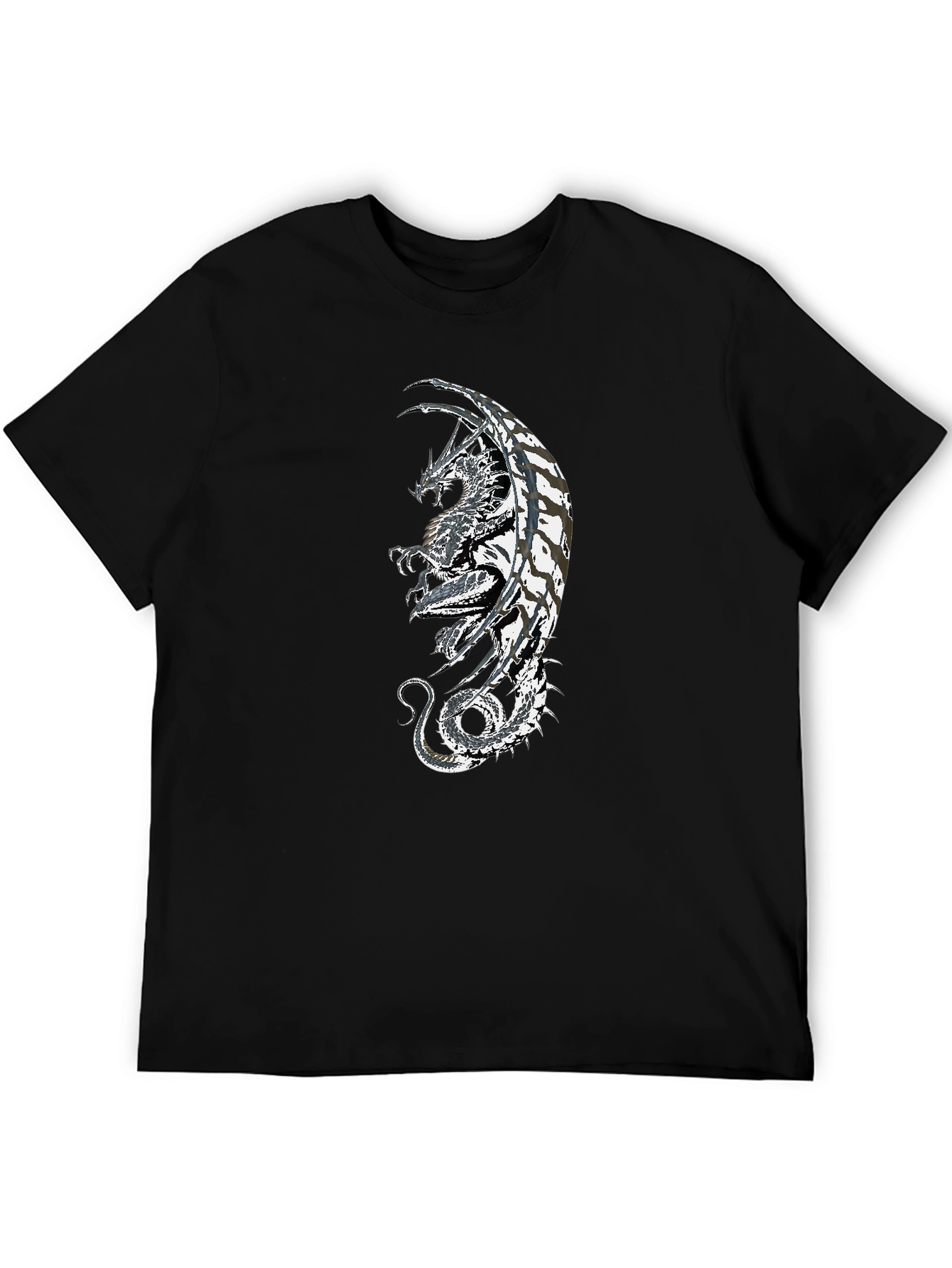 Black Dragon Graphic Black T-Shirt - Fantasy Style view 5