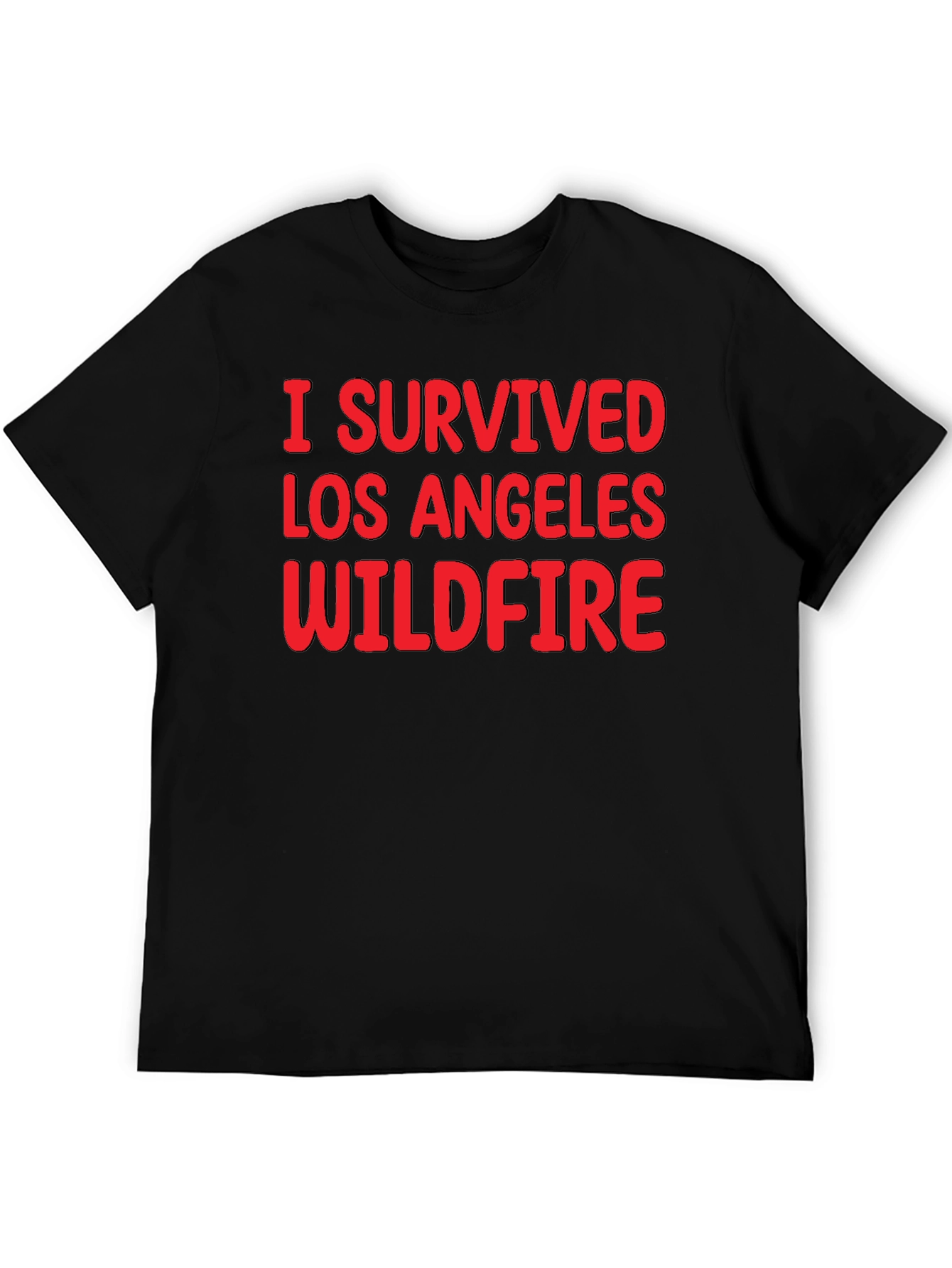 Black I Survived LA Wildfire Black T-Shirt view 5