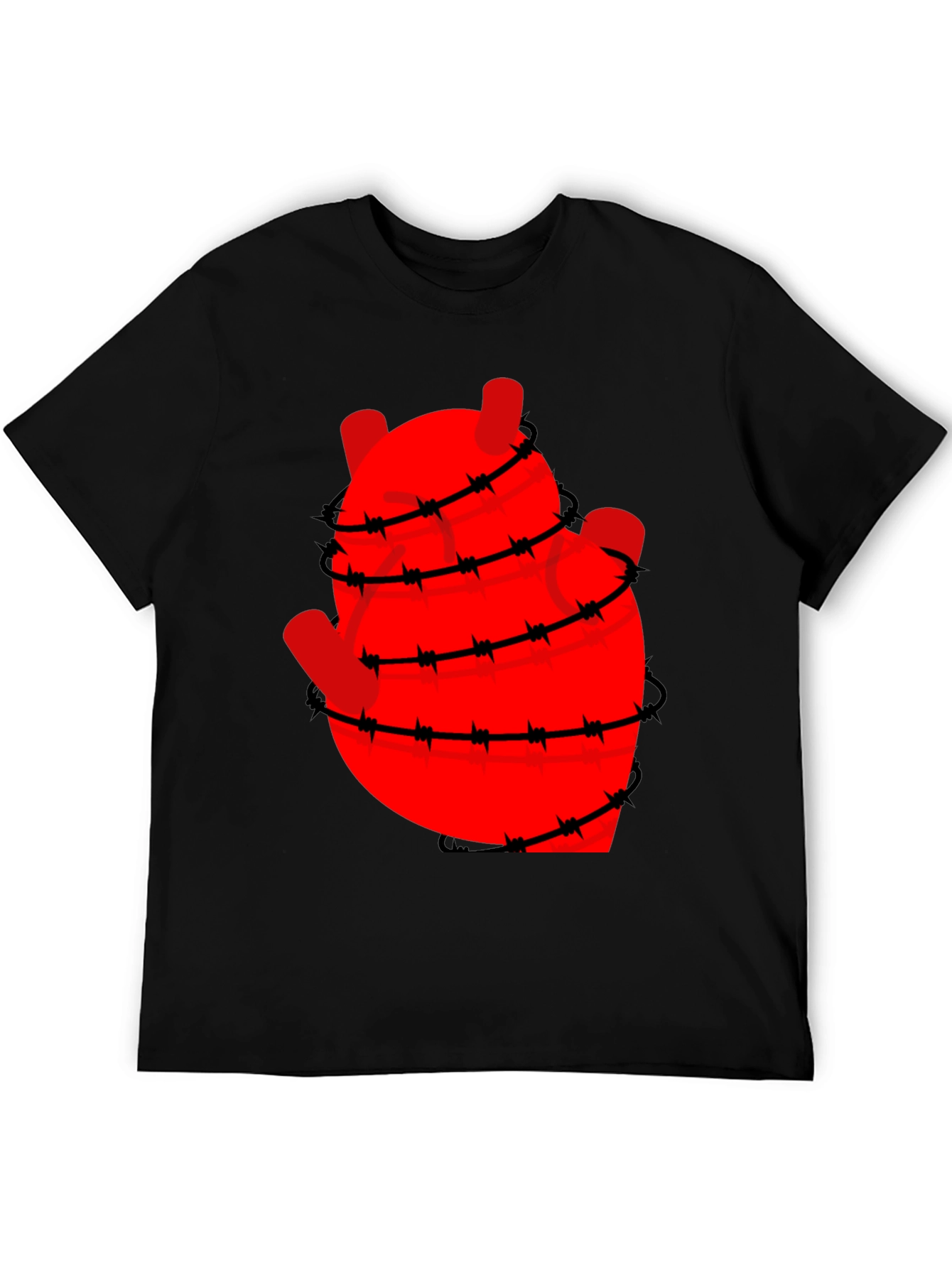 Black Heart Wrapped in Barbed Wire Graphic Tee - Black view 5