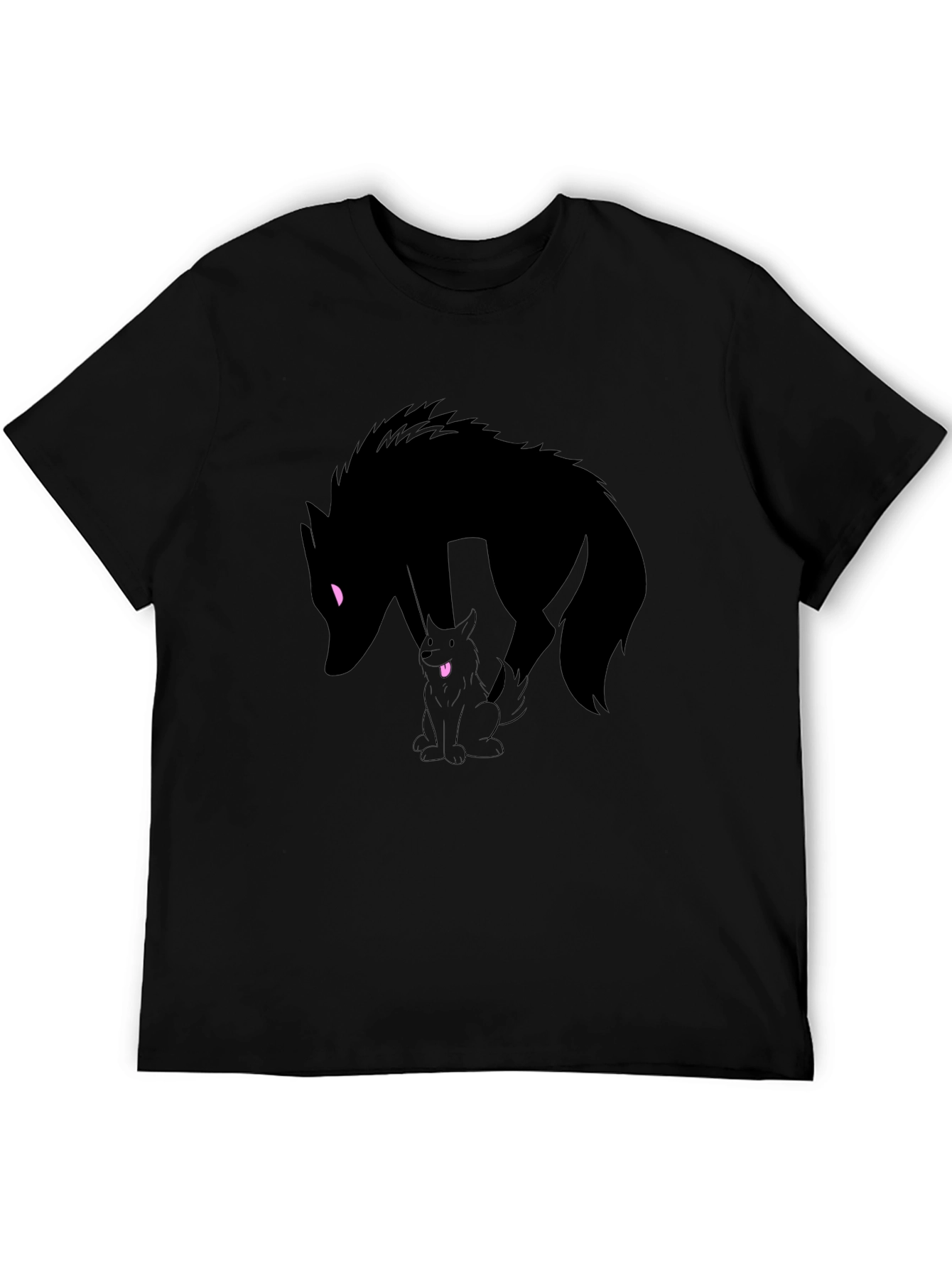 Black Wolf Silhouette Graphic Tee - Black Cotton T-Shirt view 5