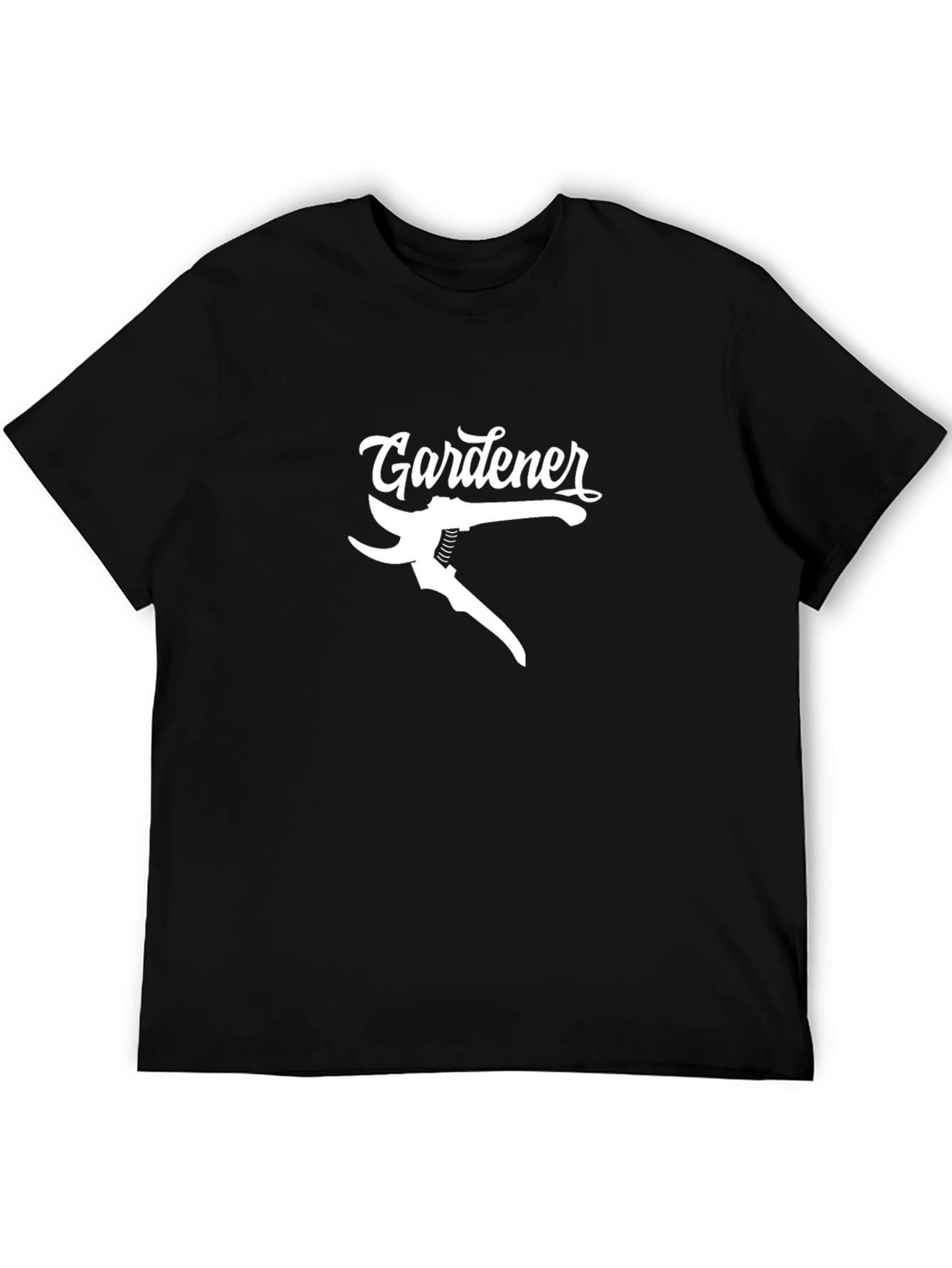 Black Gardener T-Shirt: Gardening Pruners Design view 5