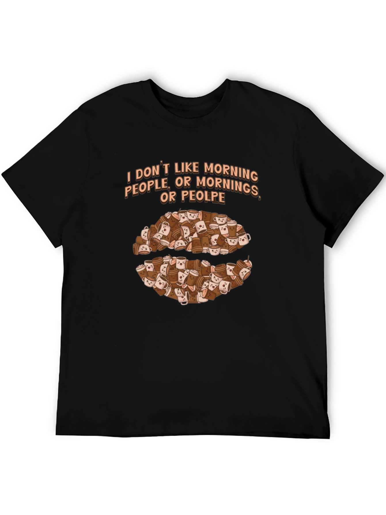 Black Funny Coffee Lover Graphic T-Shirt - I Don't Like Morning People view 5