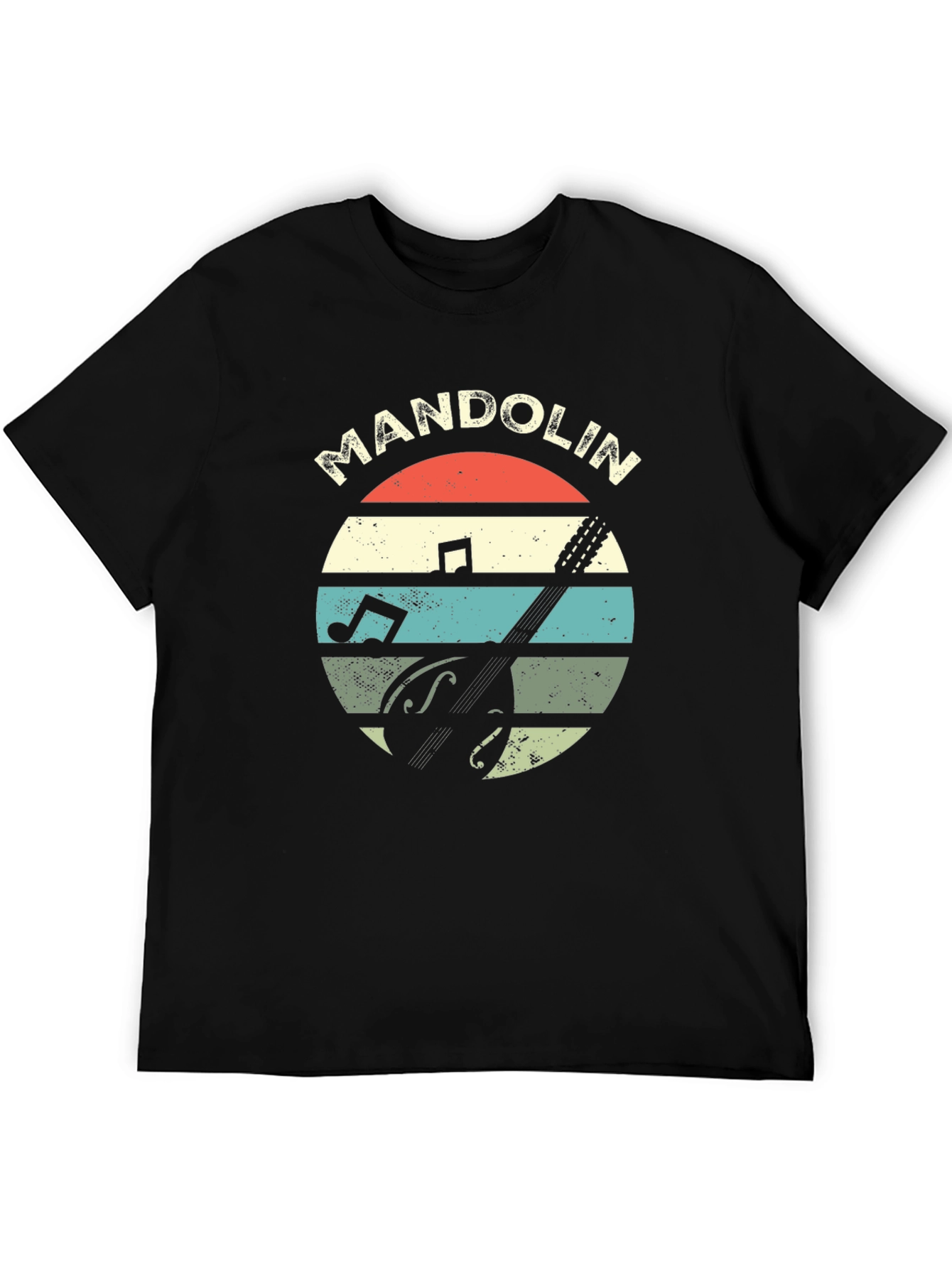 Black Retro Mandolin T-Shirt - Musician Gift view 5