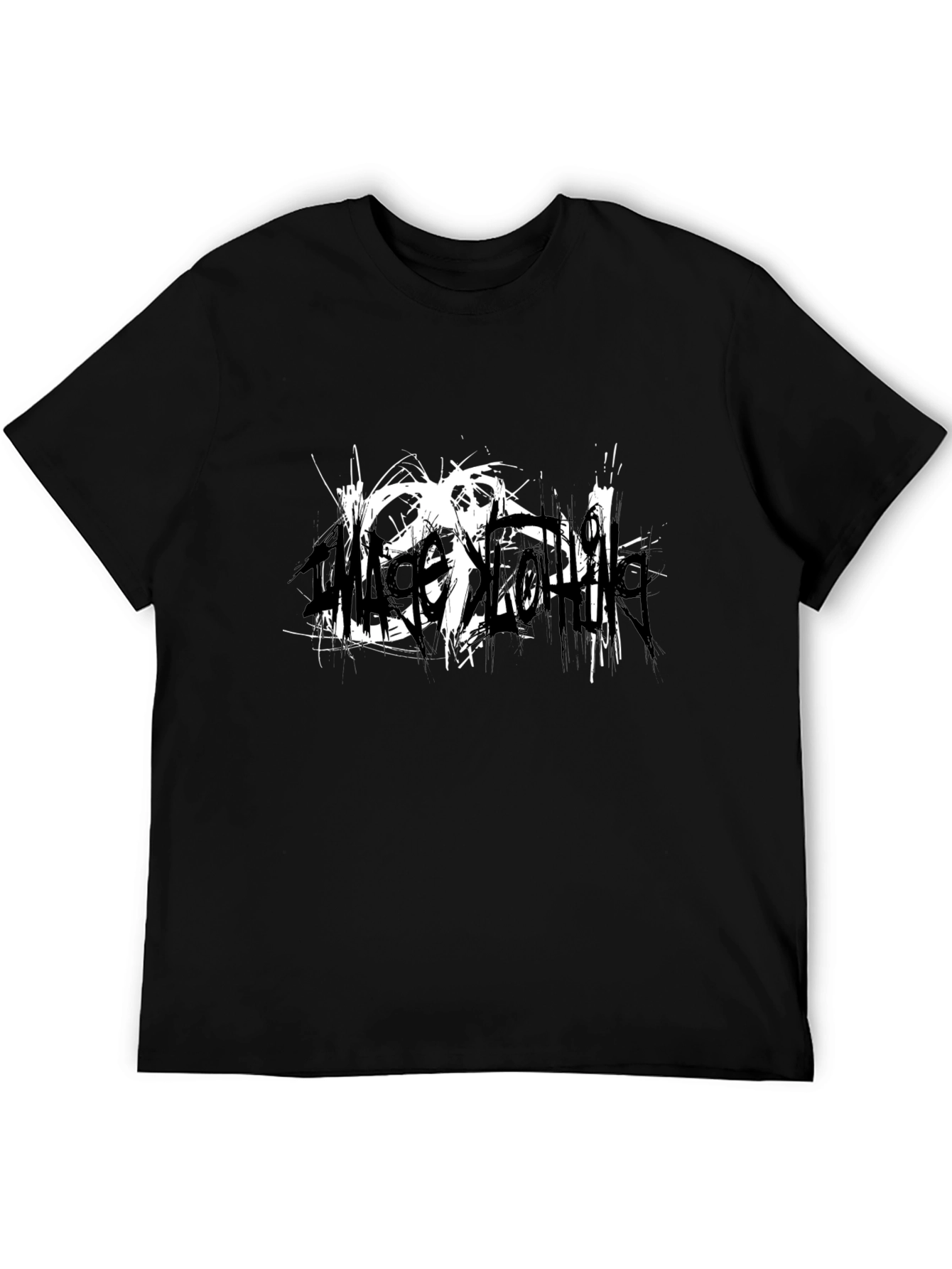 Black Black T-Shirt with Abstract White Graphic view 5