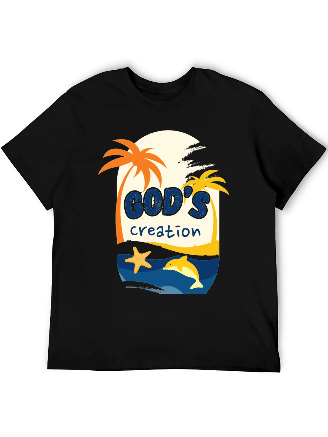 Black God's Creation Graphic Tee - Beach Theme T-Shirt view 5
