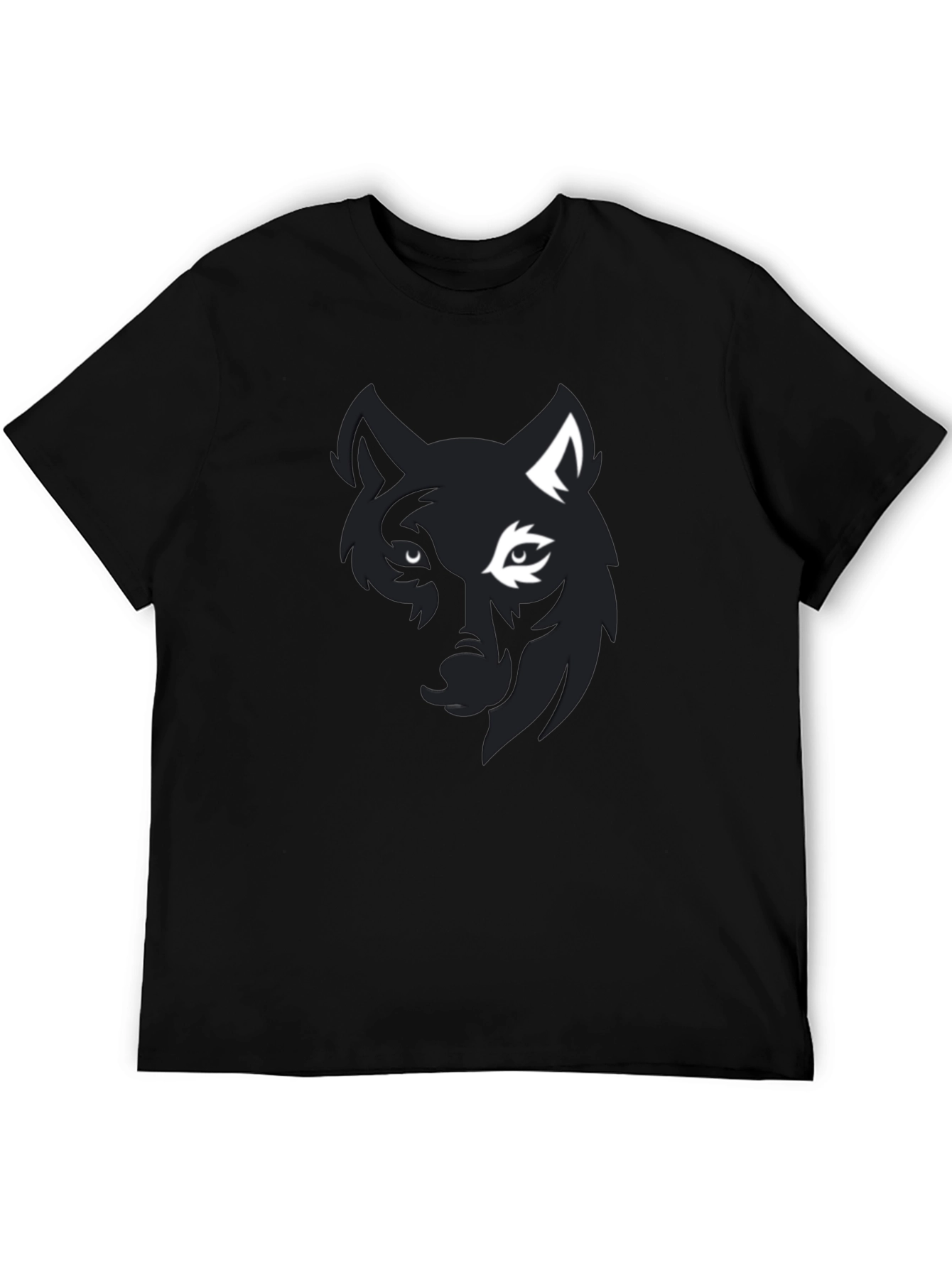 Black Wolf Graphic Print Black T-Shirt for Men view 5