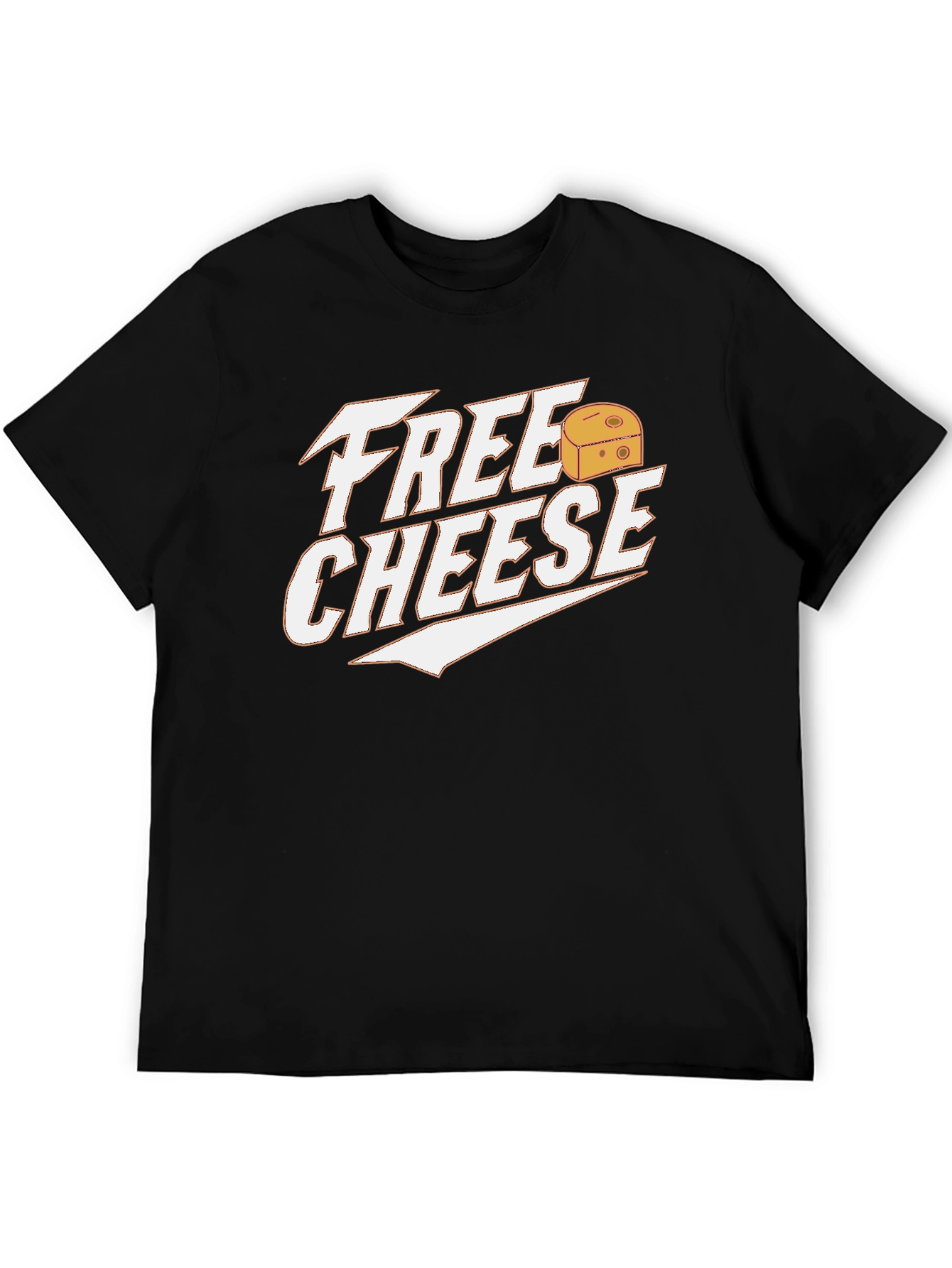 Black Free Cheese Graphic Tee - Funny Food Lover Shirt view 5