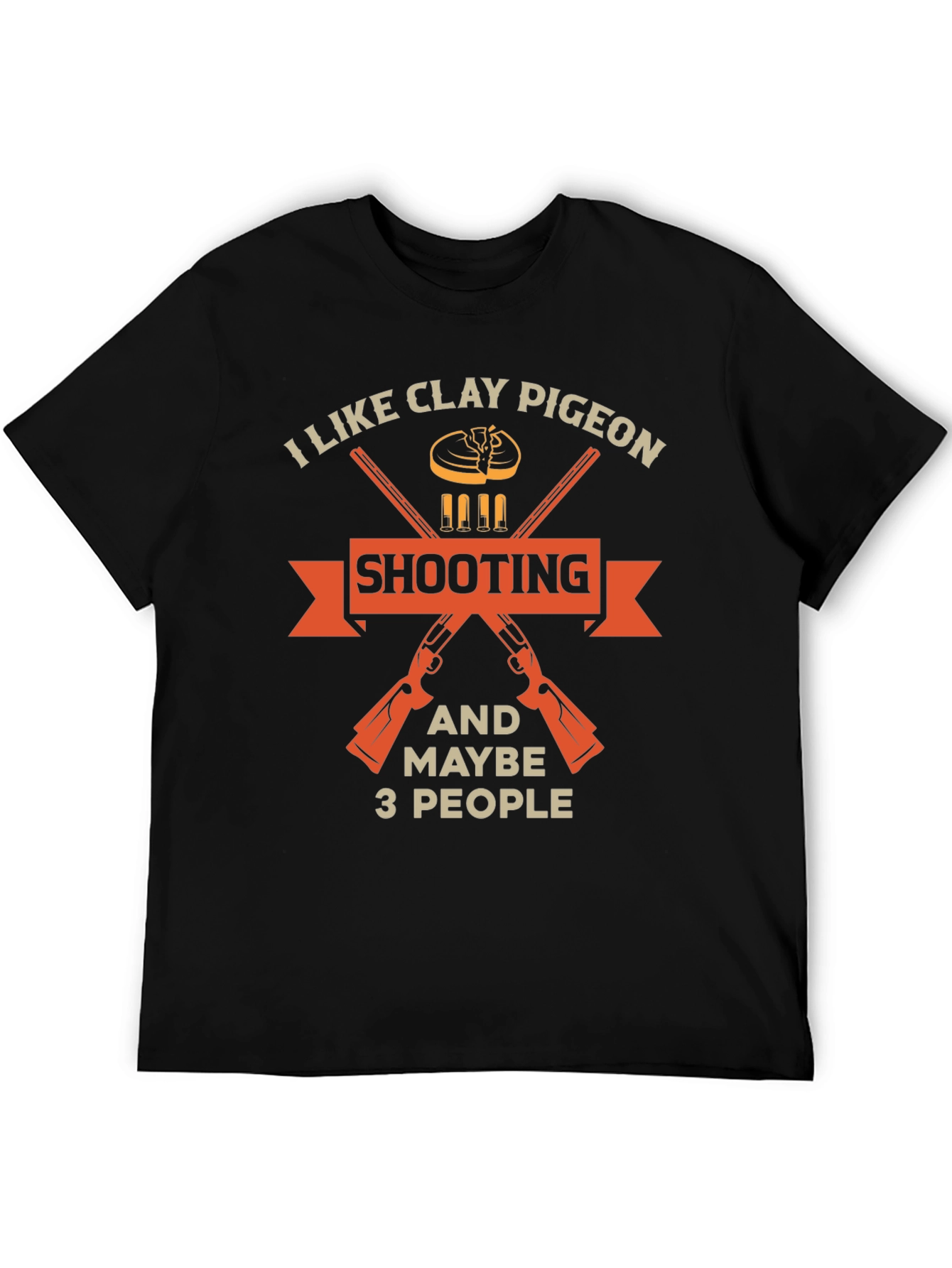 Black Clay Pigeon Shooting T-Shirt - Funny Hunter Tee view 5