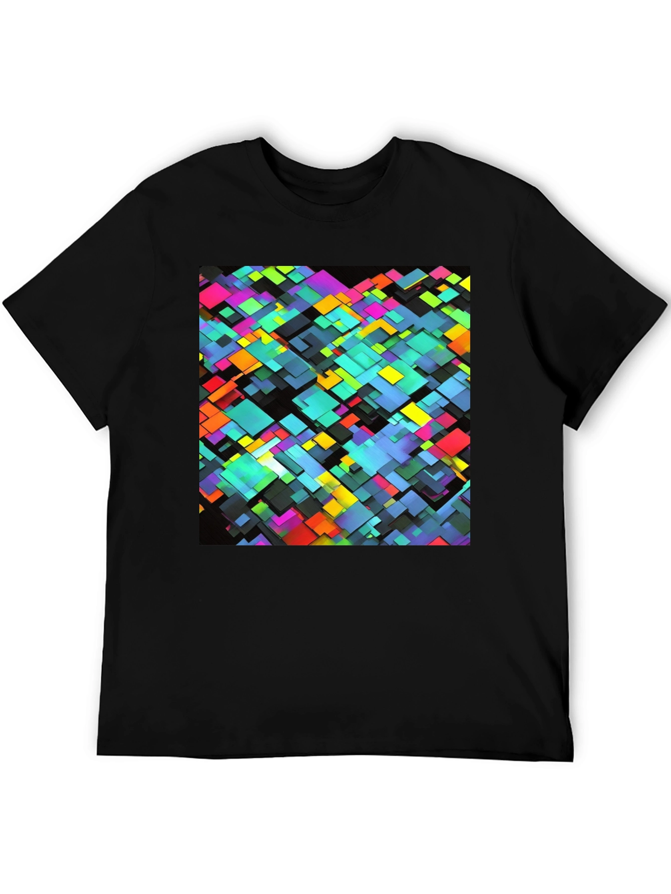 Geometric Block Print Black T-Shirt - 5