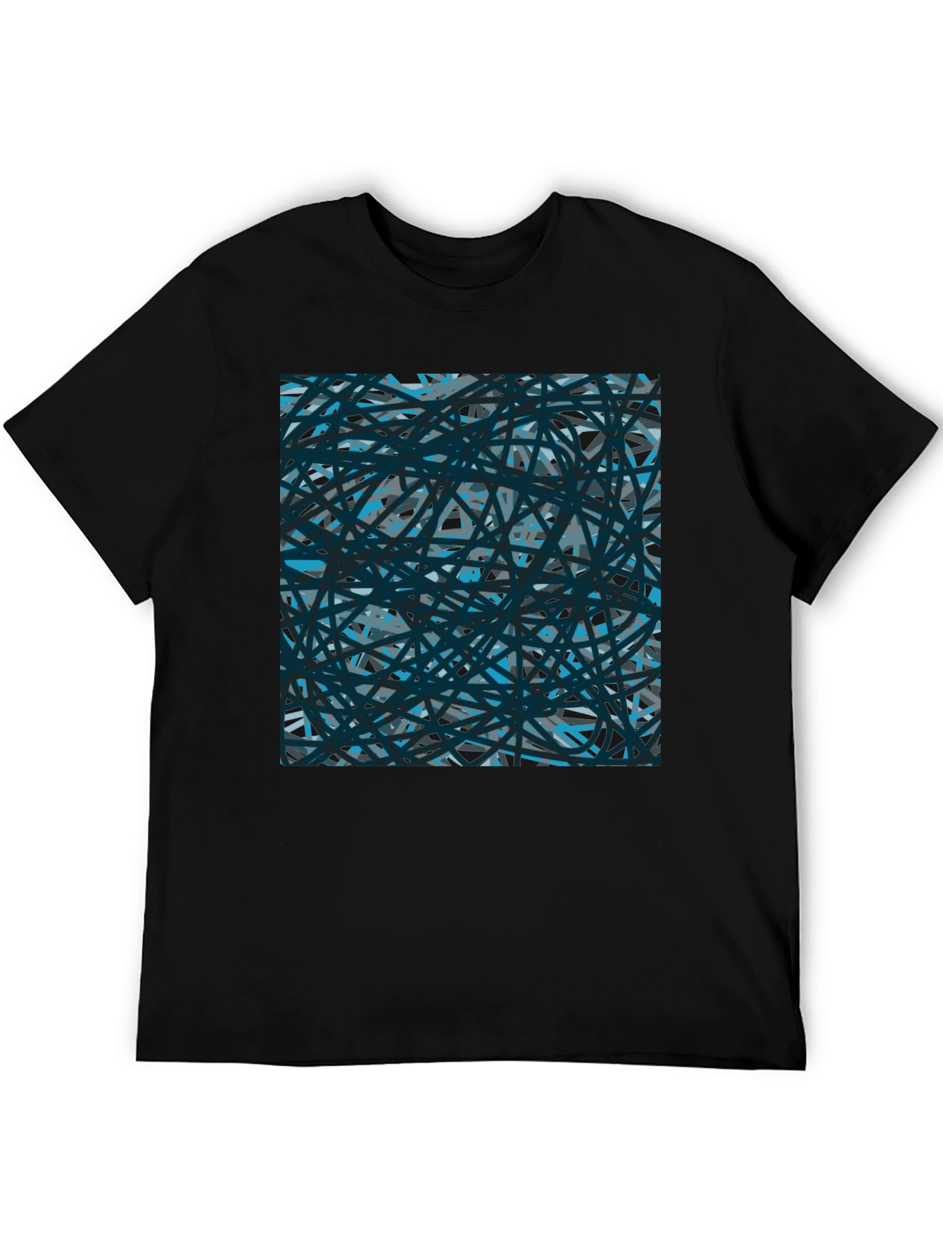 Black Abstract Lines Black T-Shirt view 5
